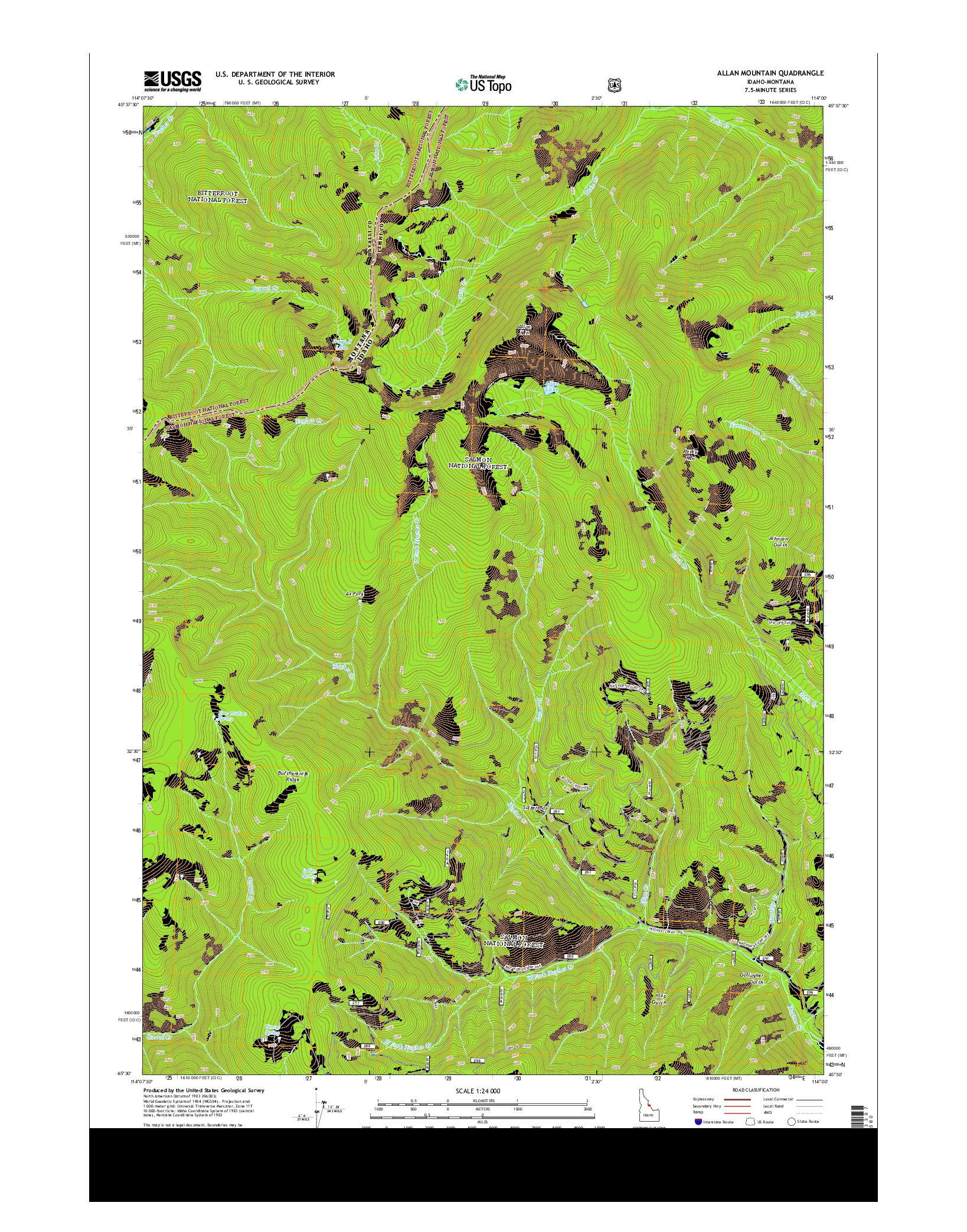 USGS US TOPO 7.5-MINUTE MAP FOR ALLAN MOUNTAIN, ID-MT 2013