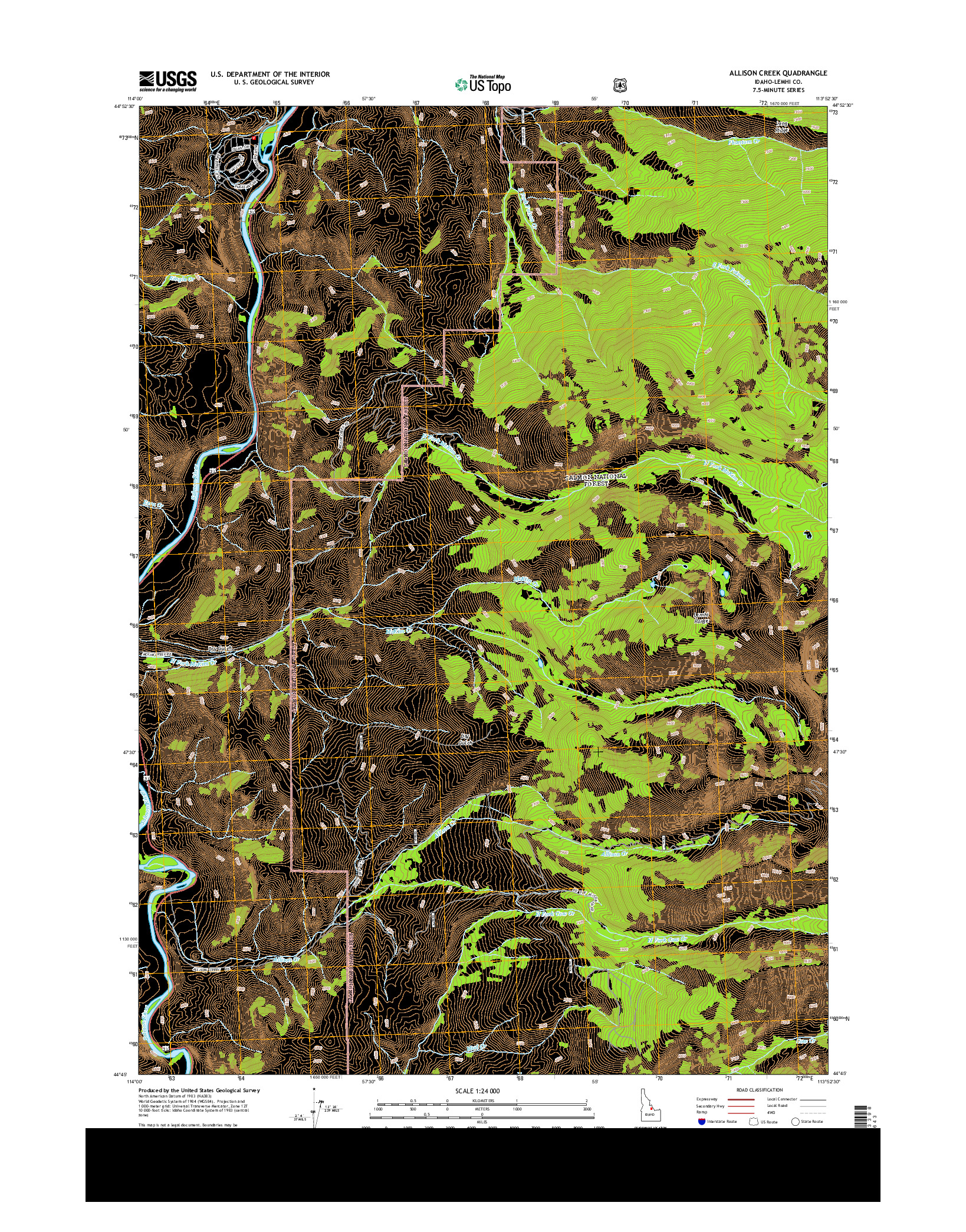 USGS US TOPO 7.5-MINUTE MAP FOR ALLISON CREEK, ID 2013