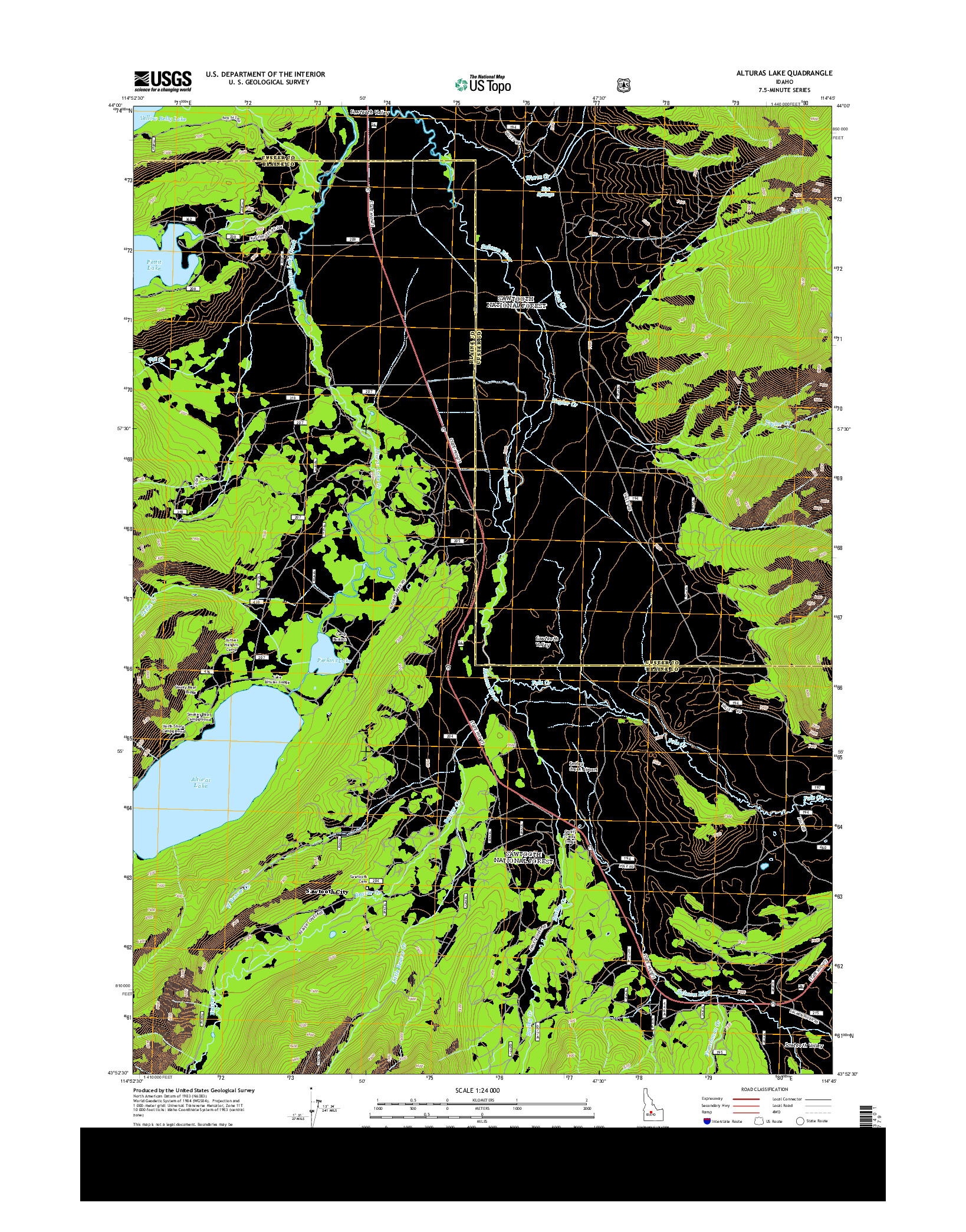 USGS US TOPO 7.5-MINUTE MAP FOR ALTURAS LAKE, ID 2013