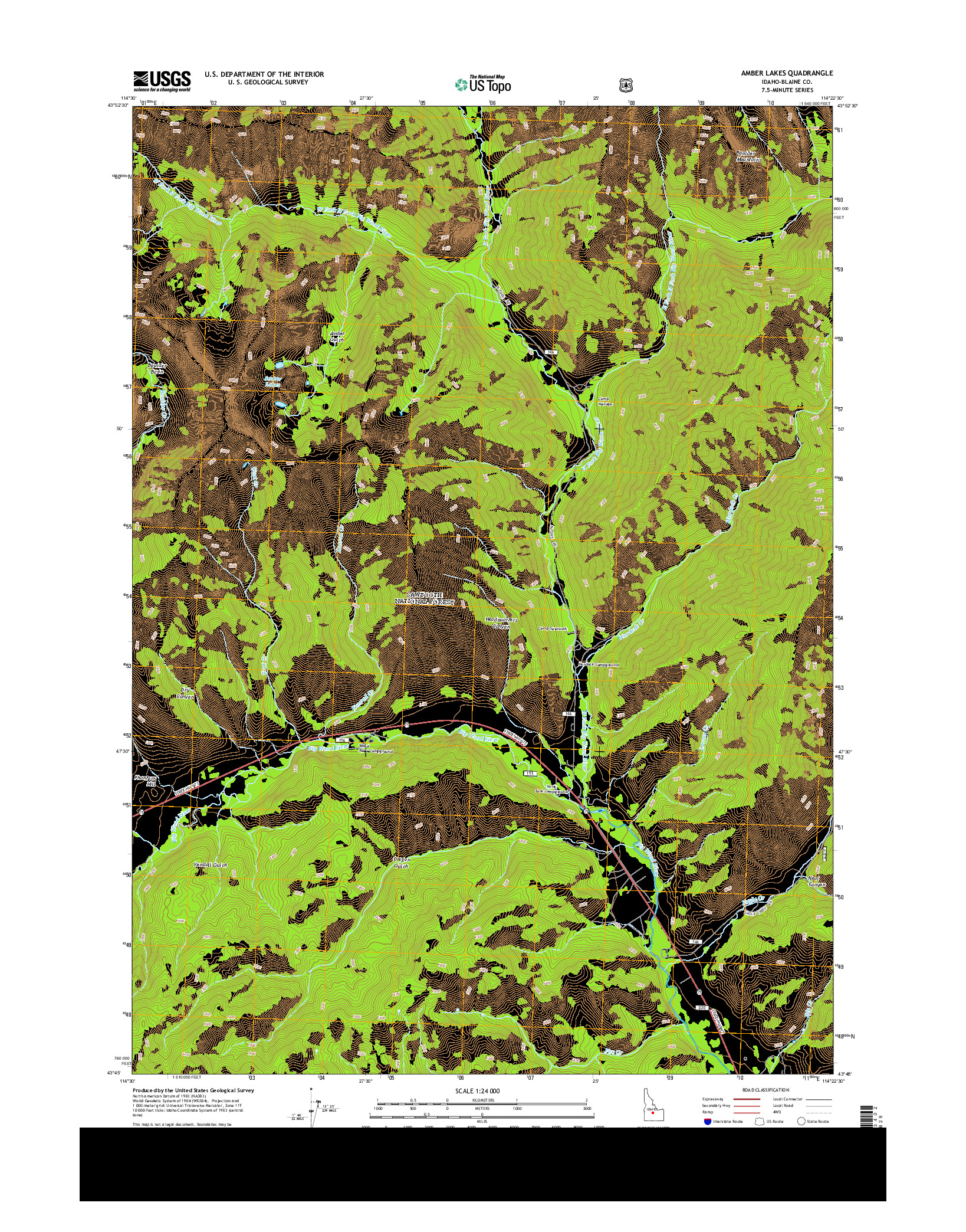 USGS US TOPO 7.5-MINUTE MAP FOR AMBER LAKES, ID 2013