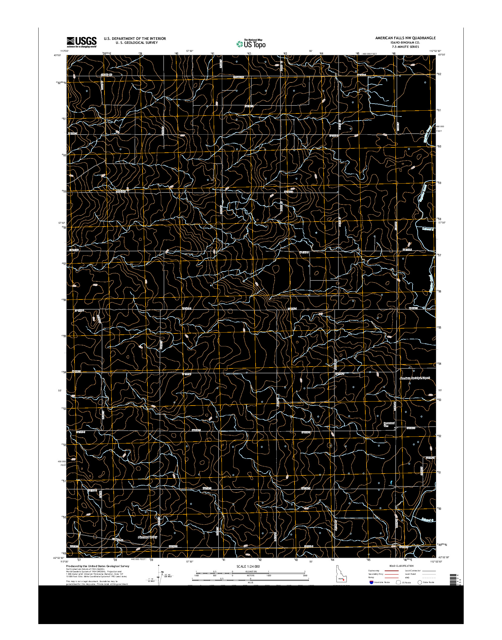 USGS US TOPO 7.5-MINUTE MAP FOR AMERICAN FALLS NW, ID 2013