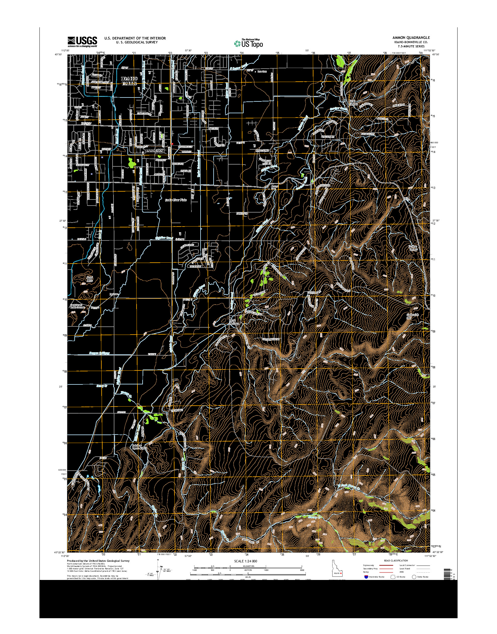 USGS US TOPO 7.5-MINUTE MAP FOR AMMON, ID 2013