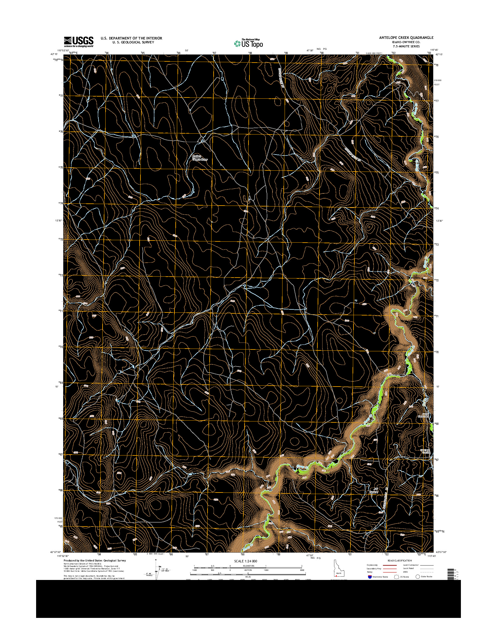 USGS US TOPO 7.5-MINUTE MAP FOR ANTELOPE CREEK, ID 2013