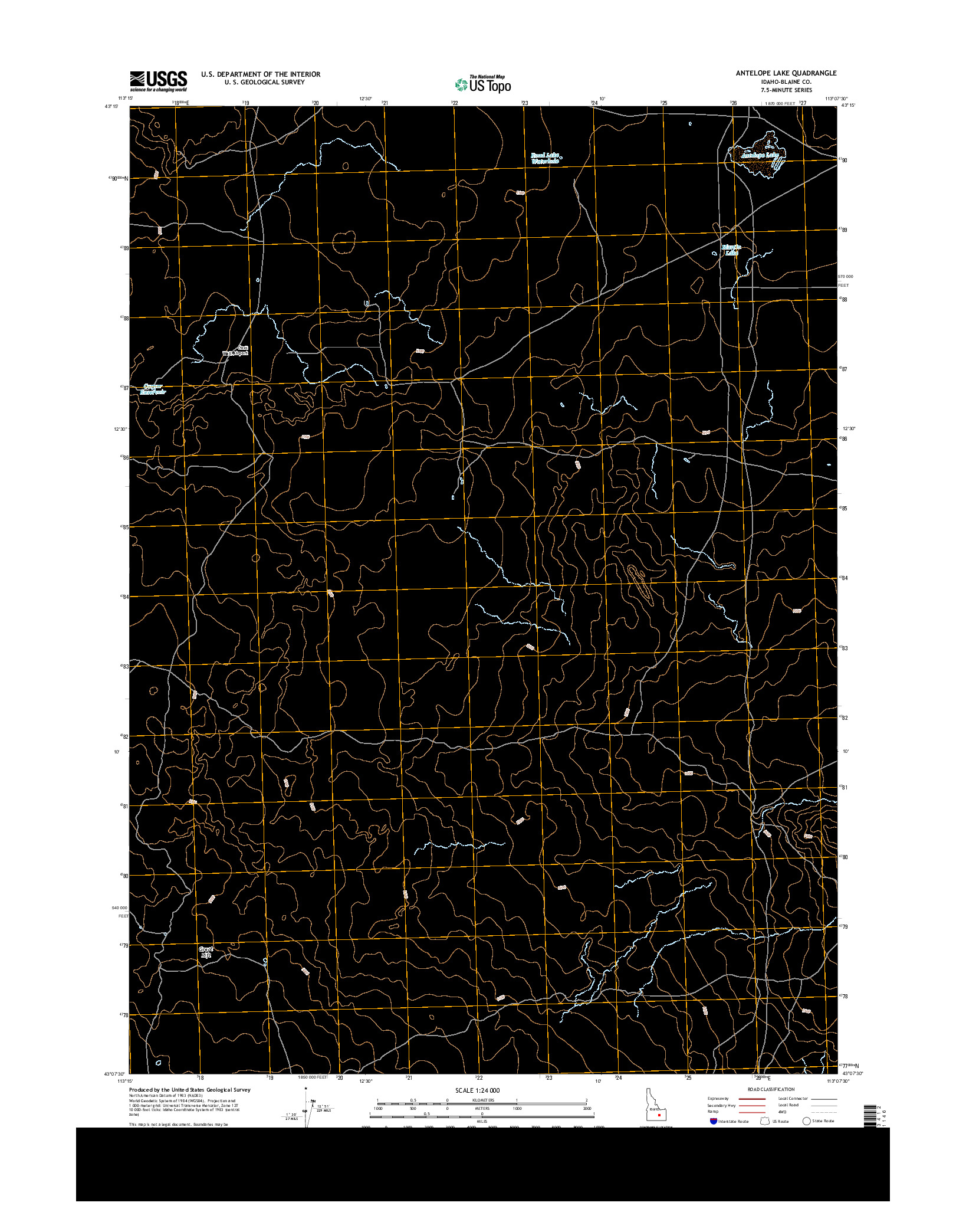 USGS US TOPO 7.5-MINUTE MAP FOR ANTELOPE LAKE, ID 2013