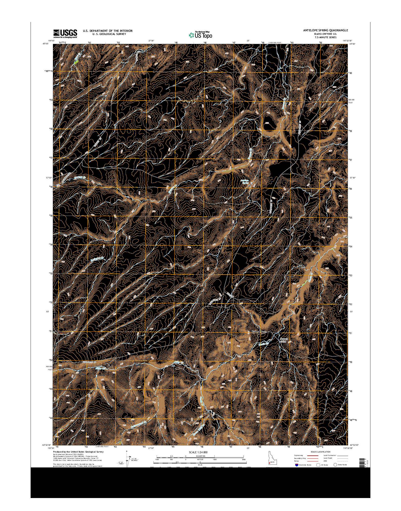 USGS US TOPO 7.5-MINUTE MAP FOR ANTELOPE SPRING, ID 2013