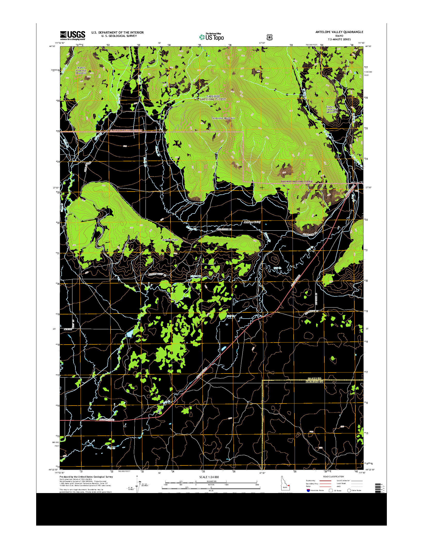 USGS US TOPO 7.5-MINUTE MAP FOR ANTELOPE VALLEY, ID 2013