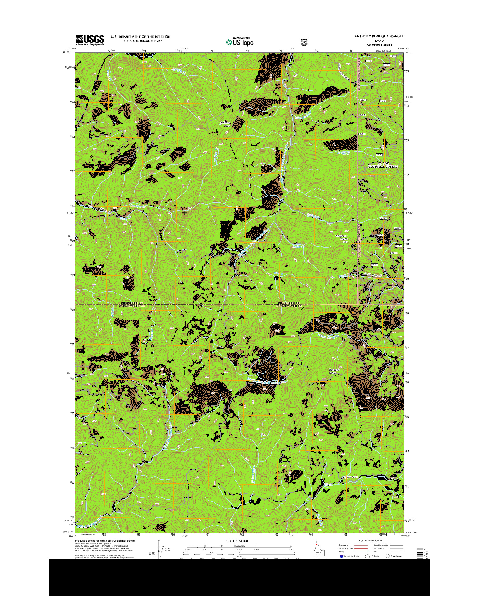 USGS US TOPO 7.5-MINUTE MAP FOR ANTHONY PEAK, ID 2013