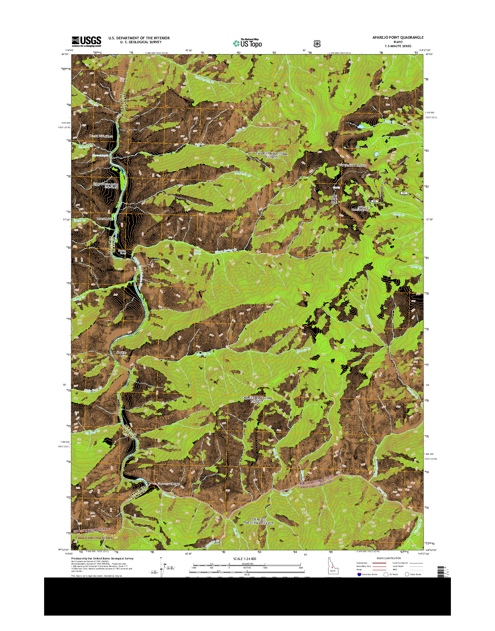 USGS US TOPO 7.5-MINUTE MAP FOR APAREJO POINT, ID 2013