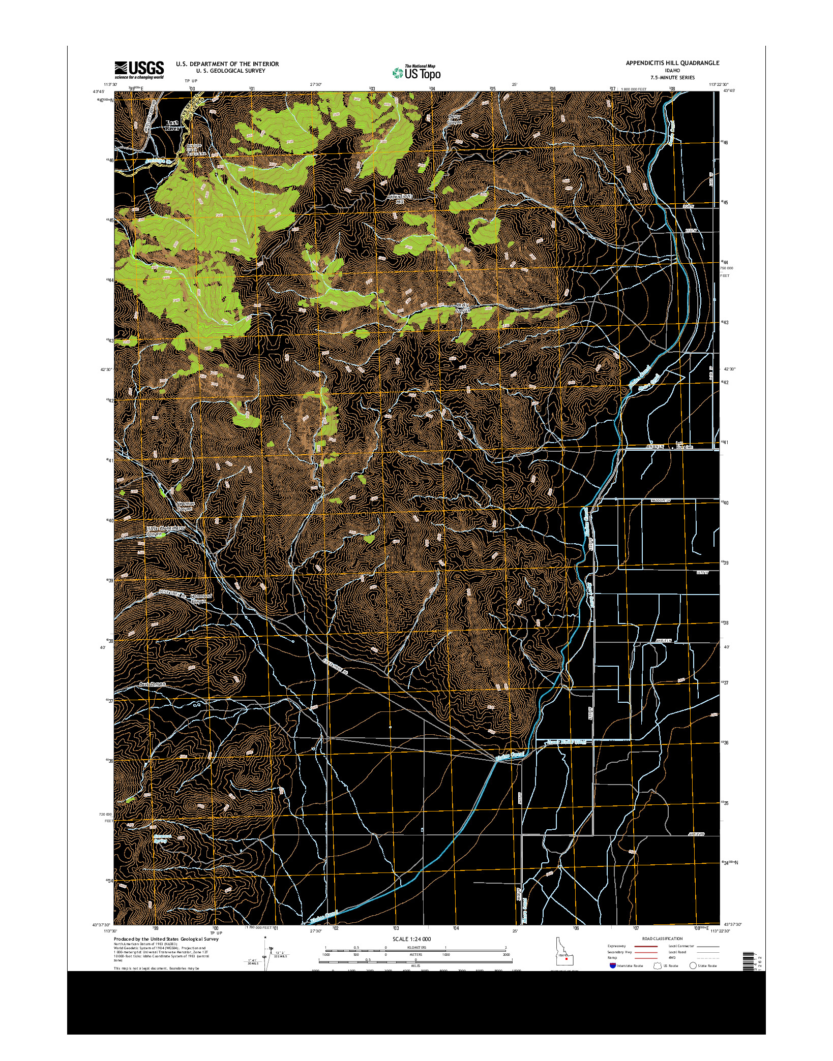 USGS US TOPO 7.5-MINUTE MAP FOR APPENDICITIS HILL, ID 2013