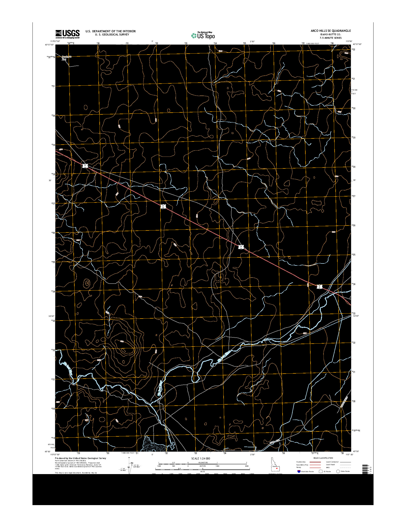 USGS US TOPO 7.5-MINUTE MAP FOR ARCO HILLS SE, ID 2013