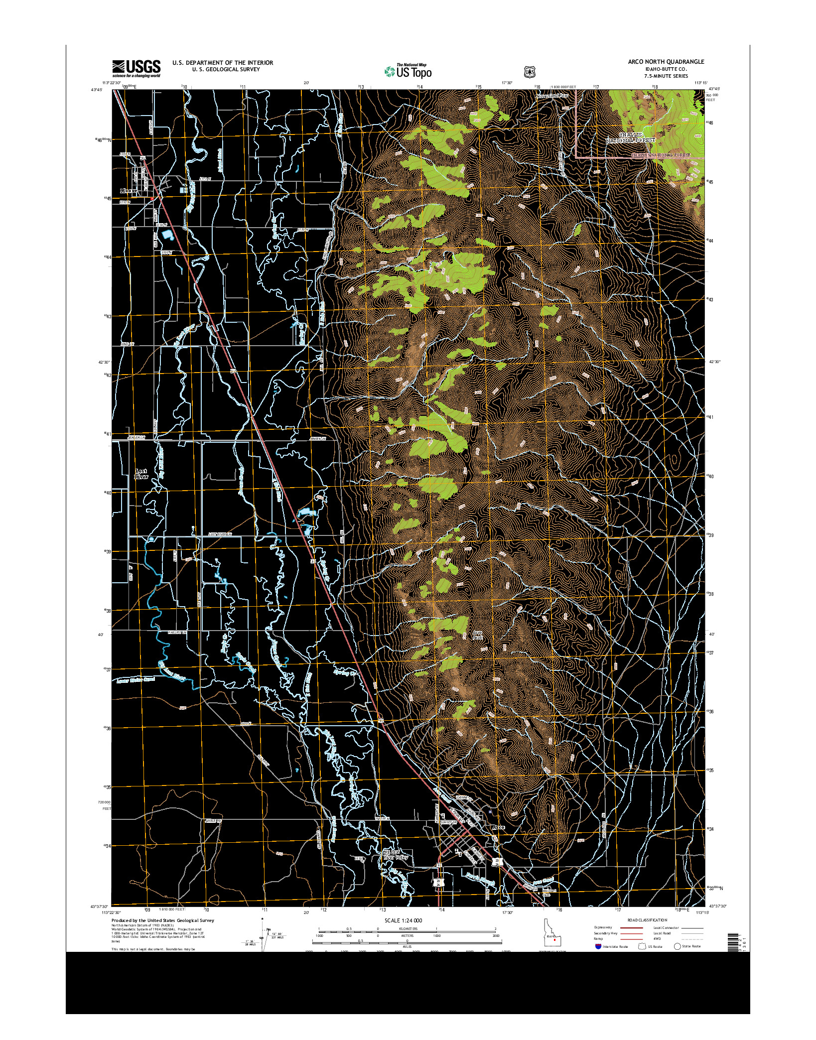 USGS US TOPO 7.5-MINUTE MAP FOR ARCO NORTH, ID 2013
