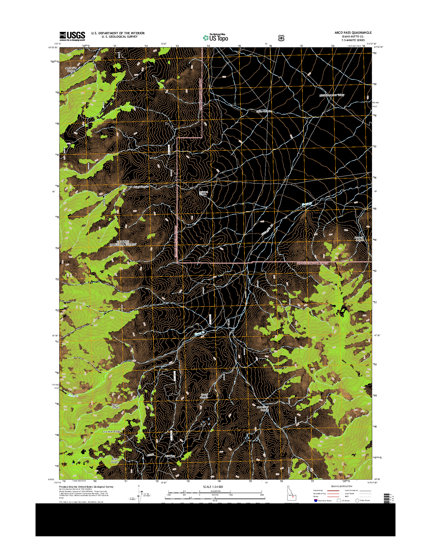 USGS US TOPO 7.5-MINUTE MAP FOR ARCO PASS, ID 2013