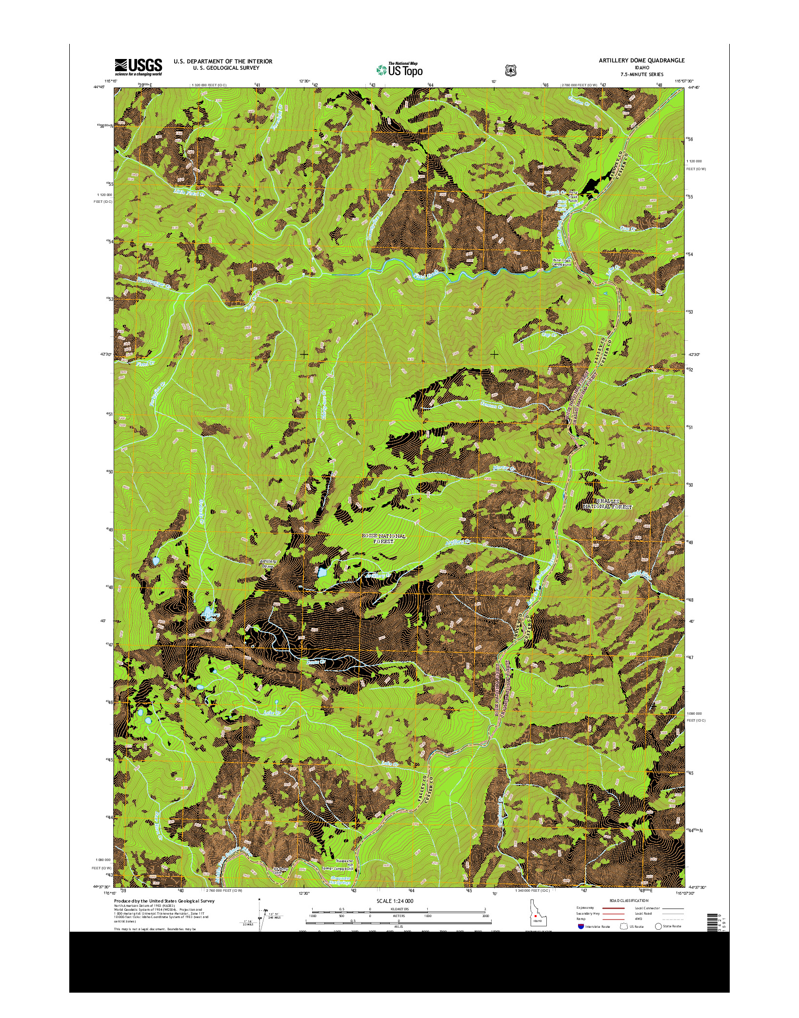 USGS US TOPO 7.5-MINUTE MAP FOR ARTILLERY DOME, ID 2013