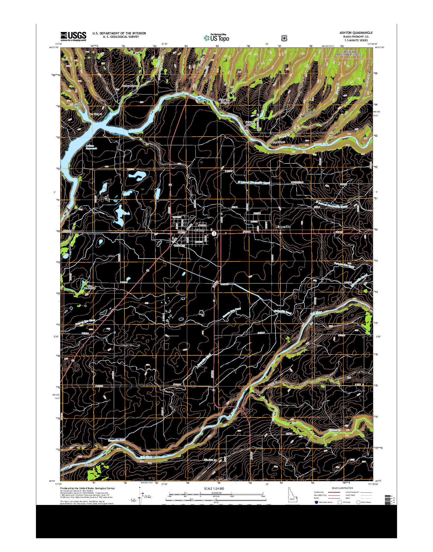 USGS US TOPO 7.5-MINUTE MAP FOR ASHTON, ID 2013
