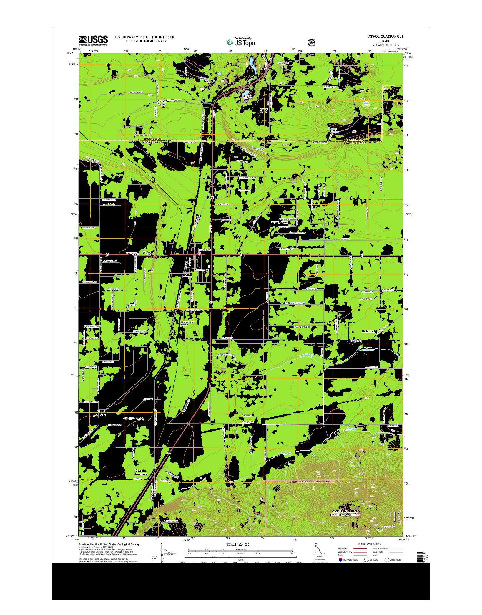 USGS US TOPO 7.5-MINUTE MAP FOR ATHOL, ID 2013