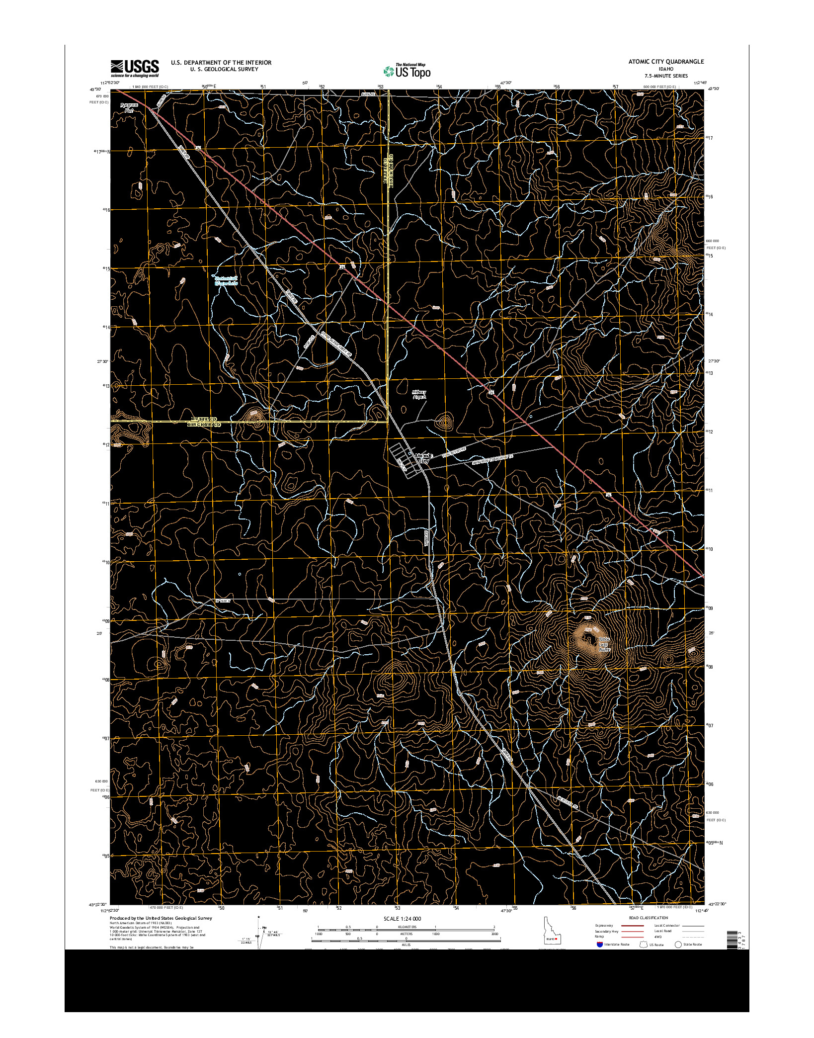 USGS US TOPO 7.5-MINUTE MAP FOR ATOMIC CITY, ID 2013
