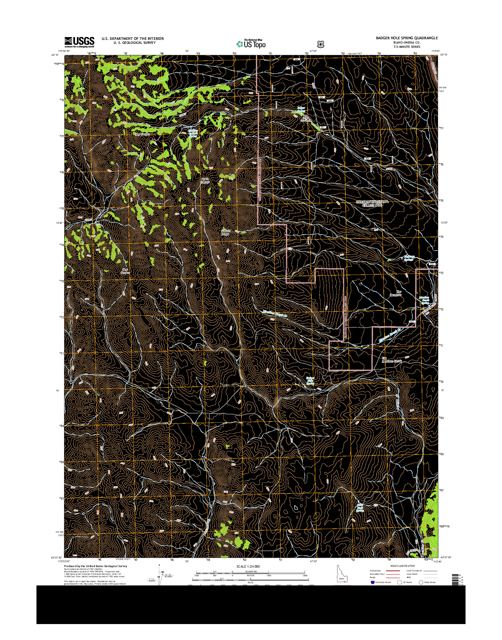 USGS US TOPO 7.5-MINUTE MAP FOR BADGER HOLE SPRING, ID 2013