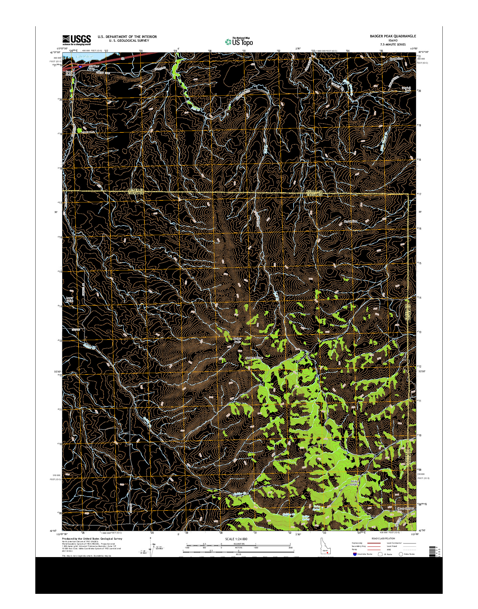 USGS US TOPO 7.5-MINUTE MAP FOR BADGER PEAK, ID 2013