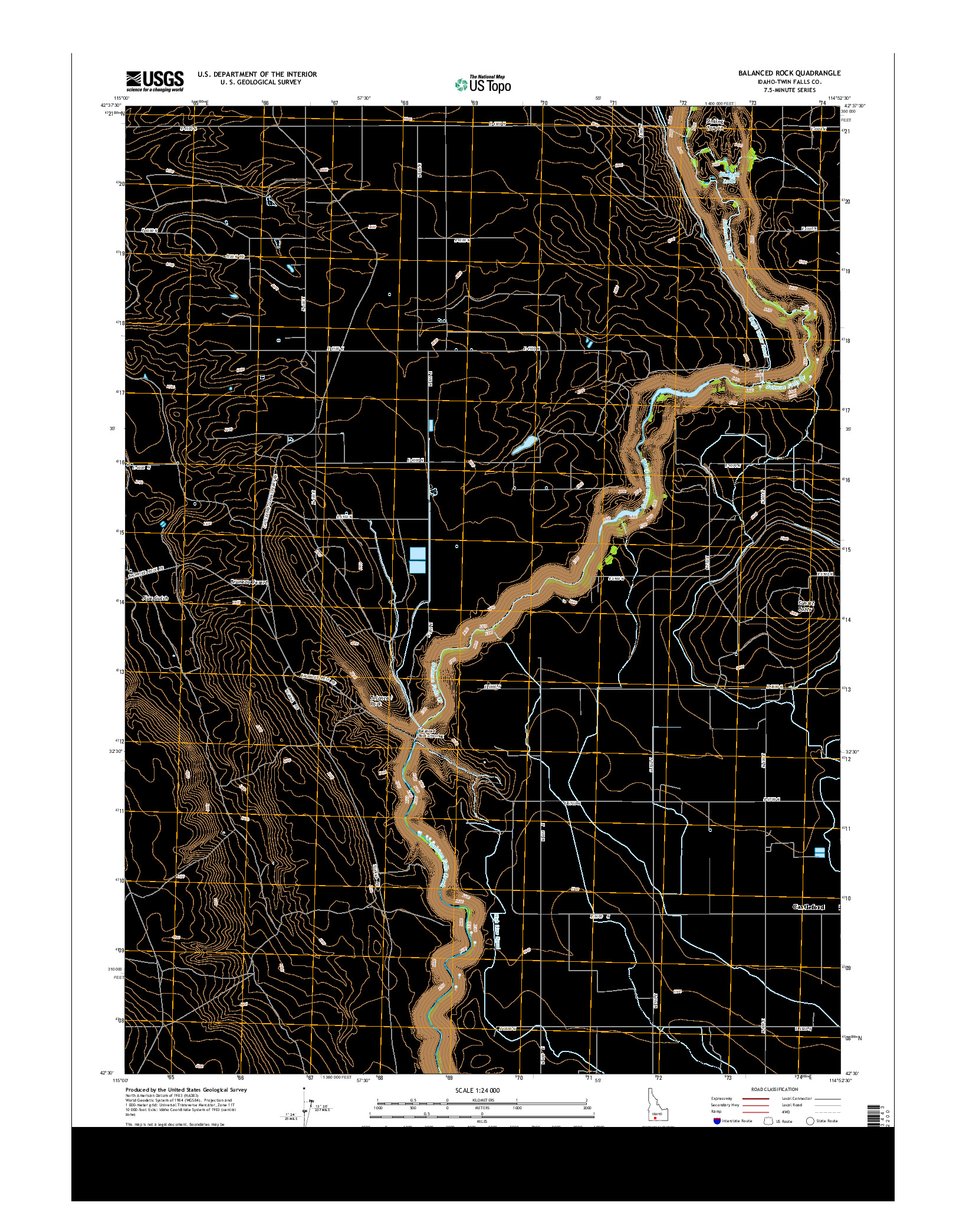 USGS US TOPO 7.5-MINUTE MAP FOR BALANCED ROCK, ID 2013