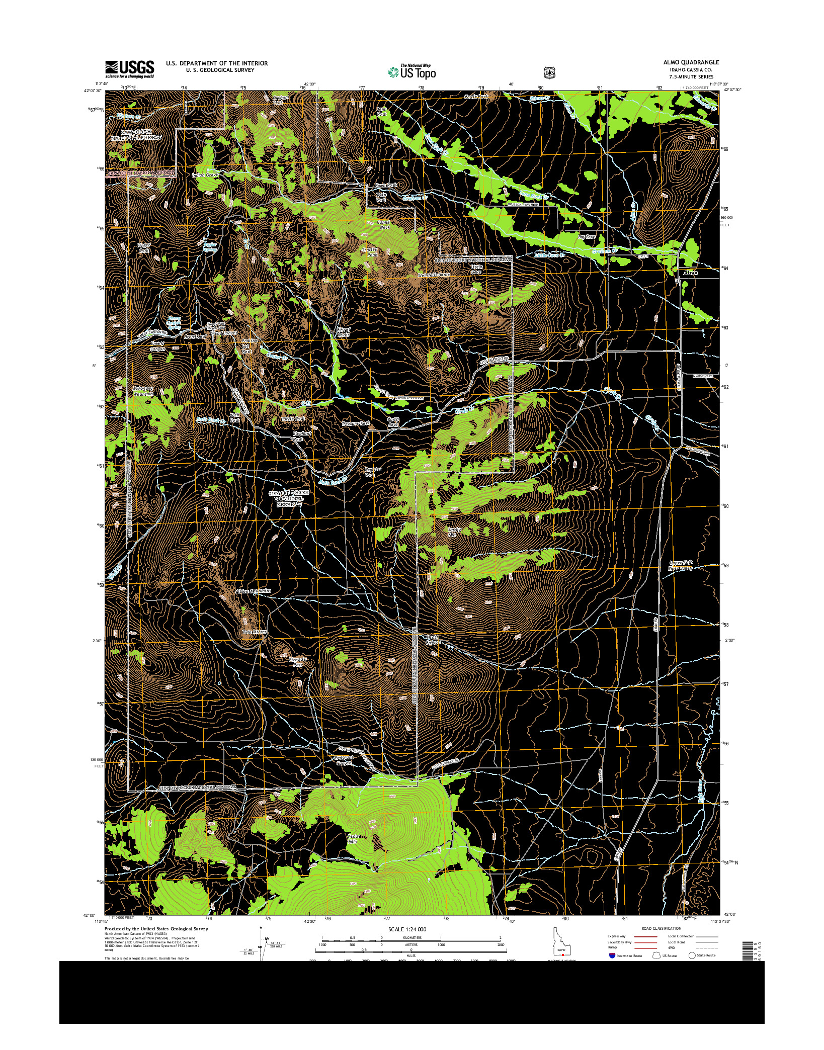 USGS US TOPO 7.5-MINUTE MAP FOR ALMO, ID 2013