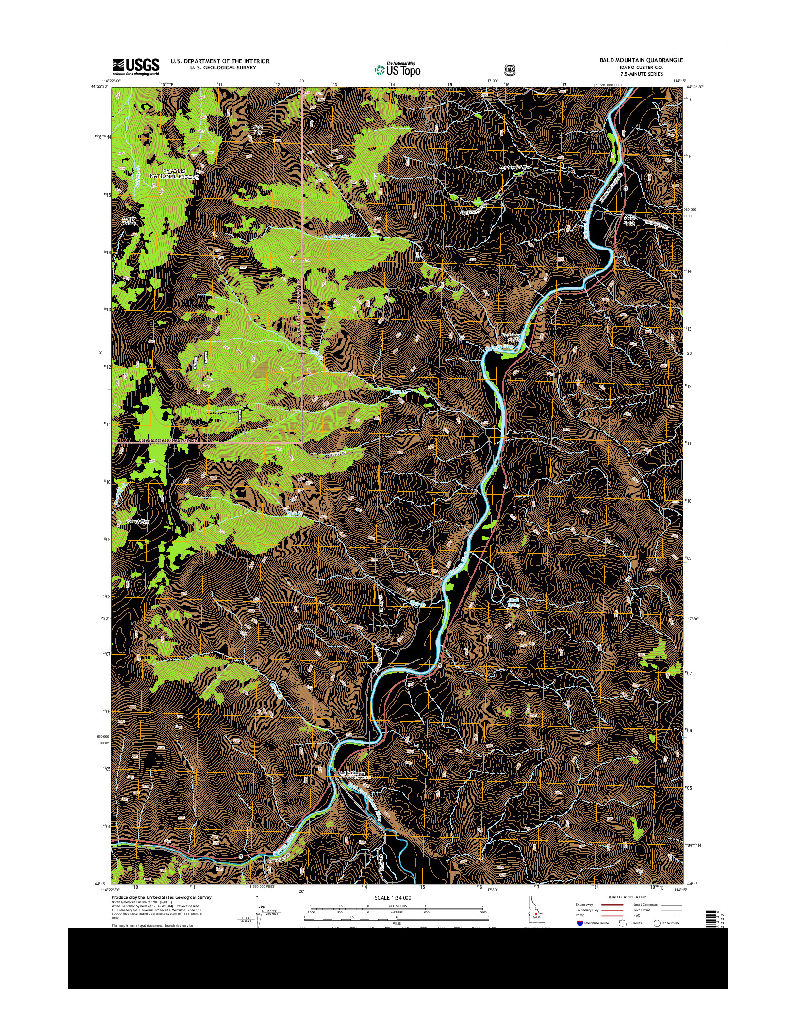 USGS US TOPO 7.5-MINUTE MAP FOR BALD MOUNTAIN, ID 2013