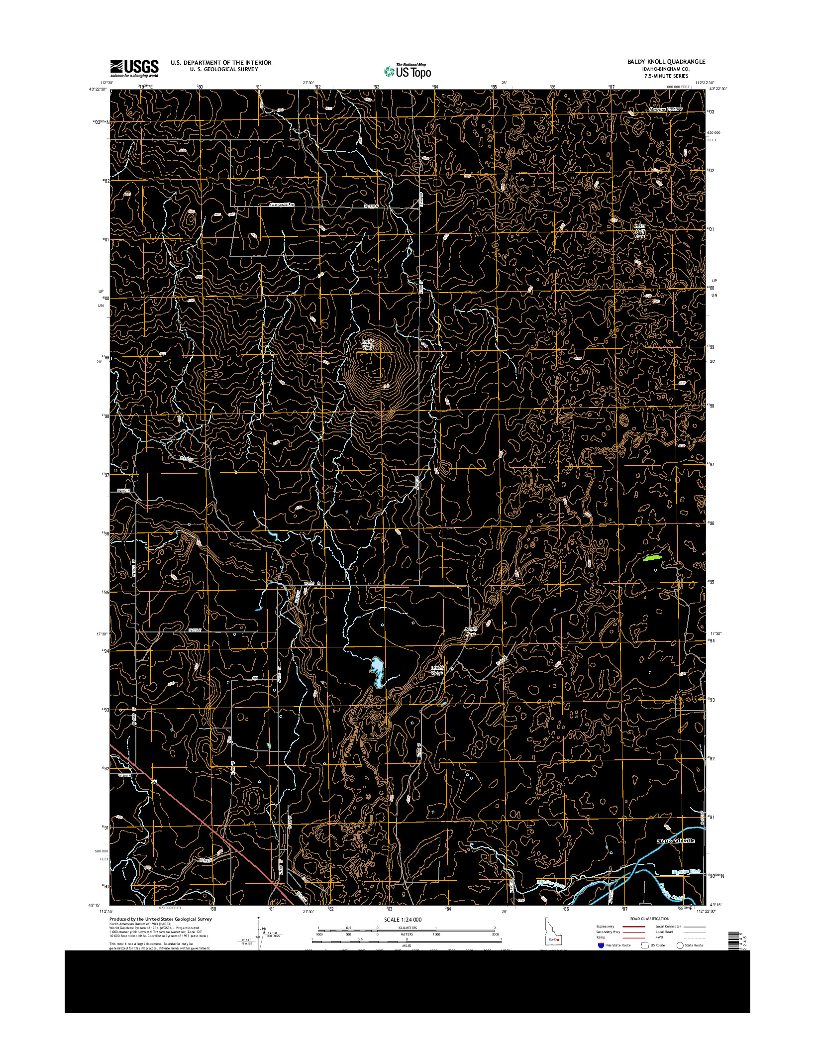 USGS US TOPO 7.5-MINUTE MAP FOR BALDY KNOLL, ID 2013