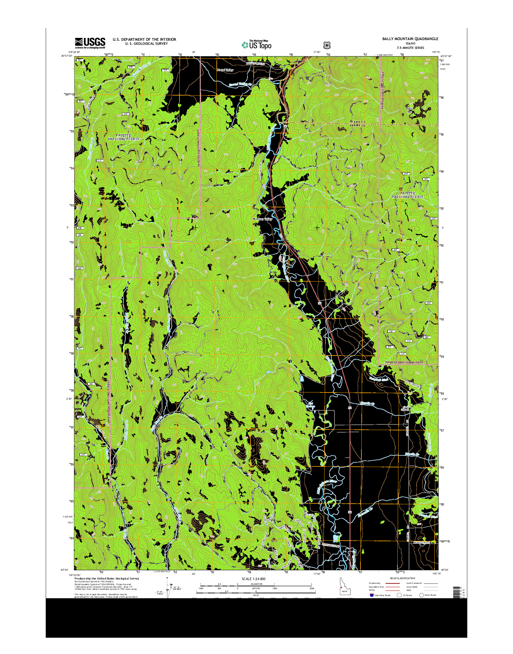 USGS US TOPO 7.5-MINUTE MAP FOR BALLY MOUNTAIN, ID 2013