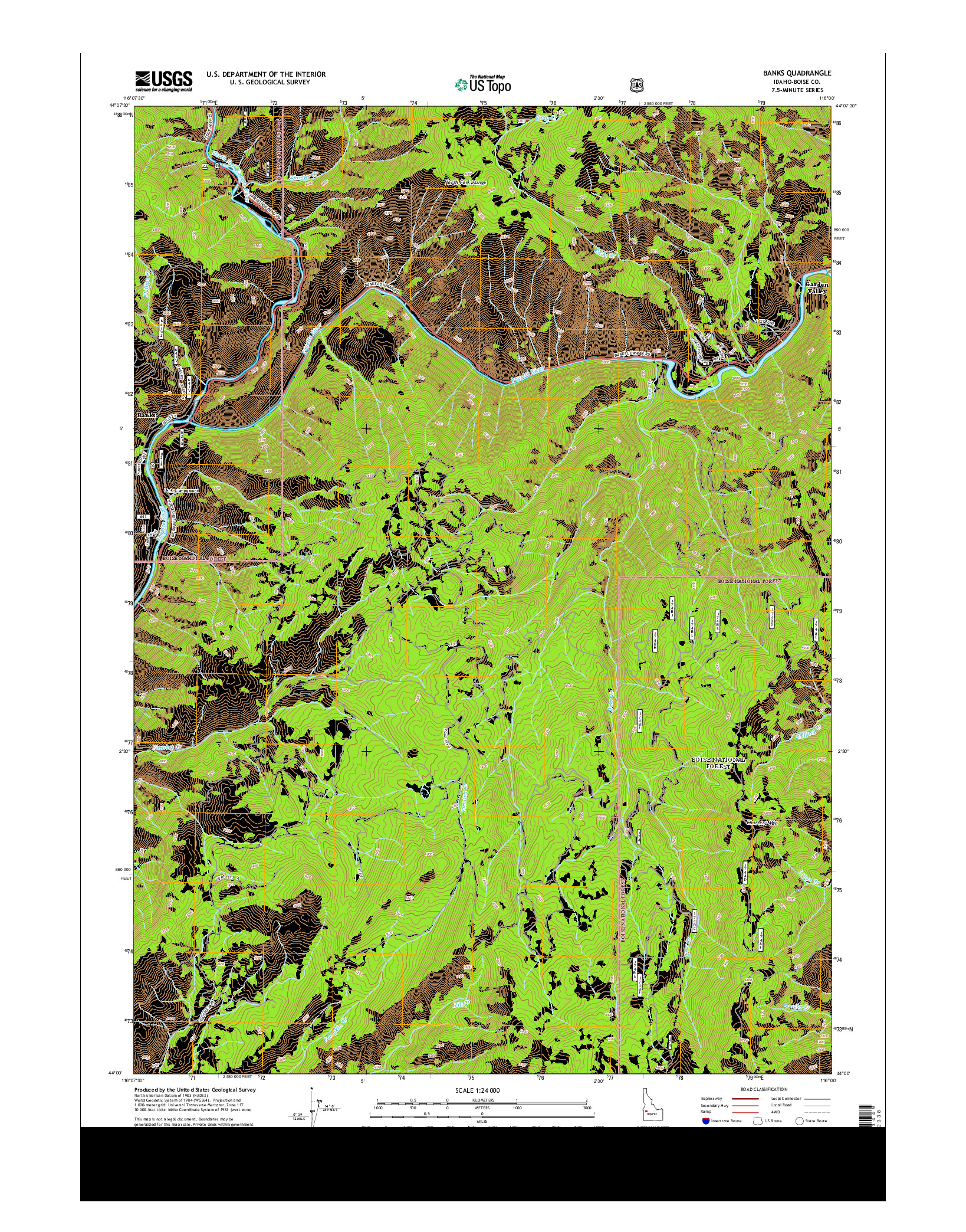 USGS US TOPO 7.5-MINUTE MAP FOR BANKS, ID 2013