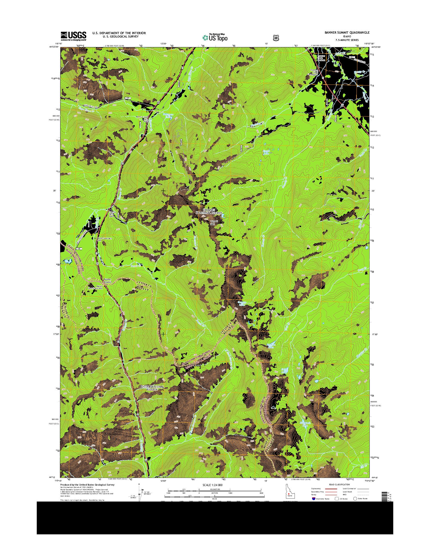 USGS US TOPO 7.5-MINUTE MAP FOR BANNER SUMMIT, ID 2013