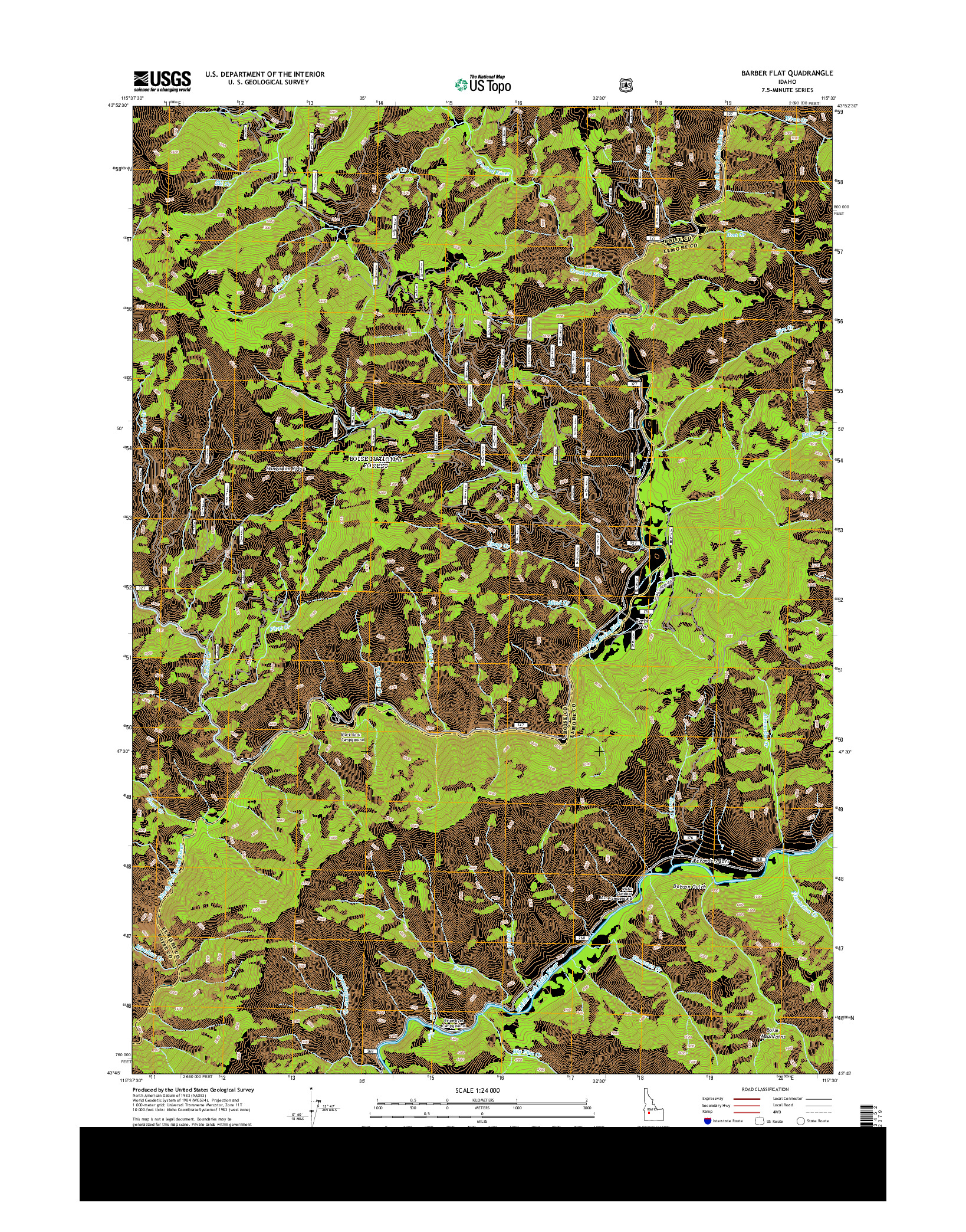 USGS US TOPO 7.5-MINUTE MAP FOR BARBER FLAT, ID 2013