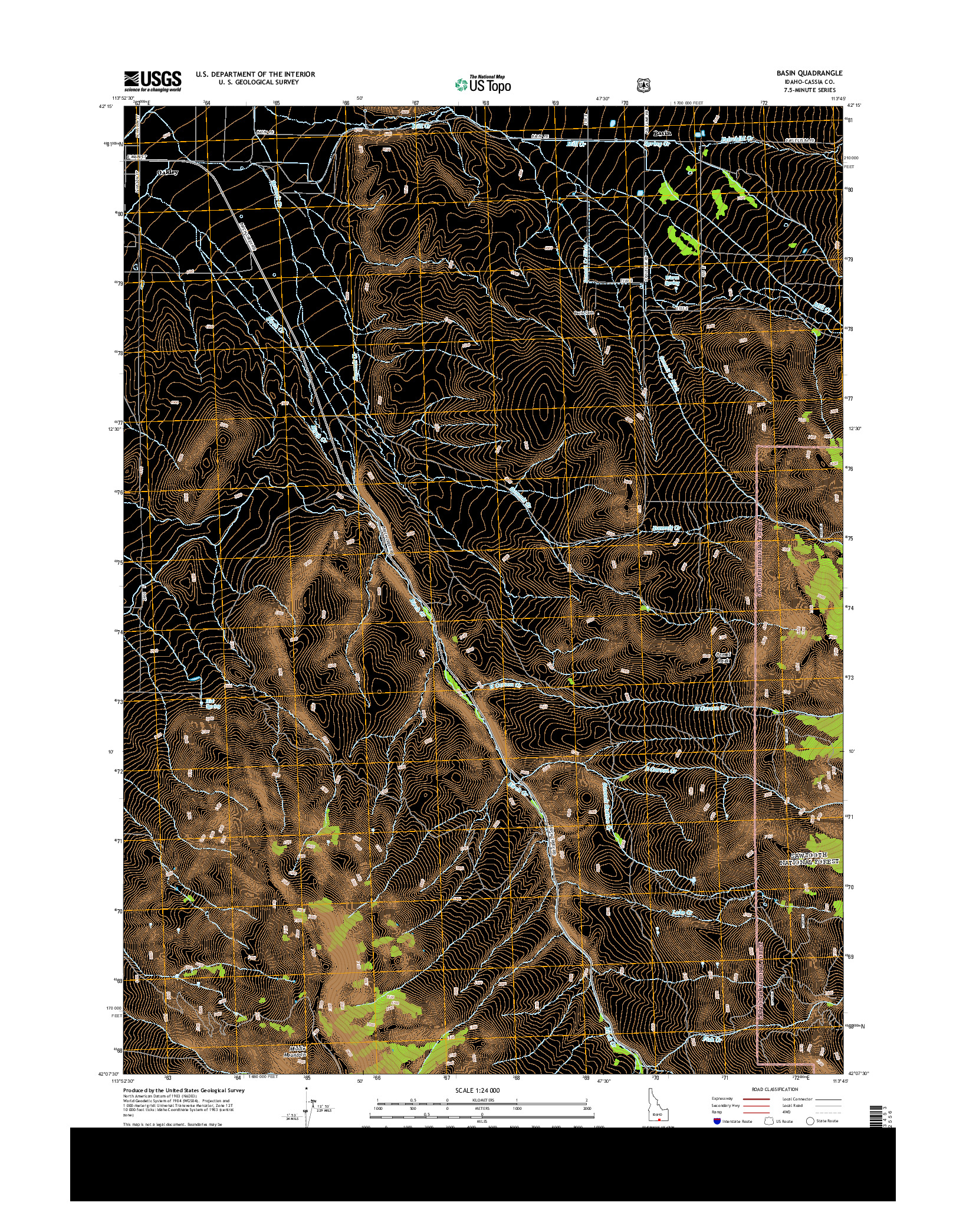 USGS US TOPO 7.5-MINUTE MAP FOR BASIN, ID 2013