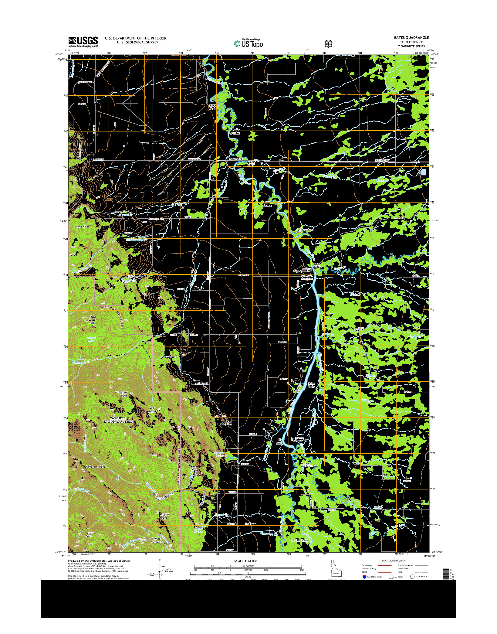 USGS US TOPO 7.5-MINUTE MAP FOR BATES, ID 2013