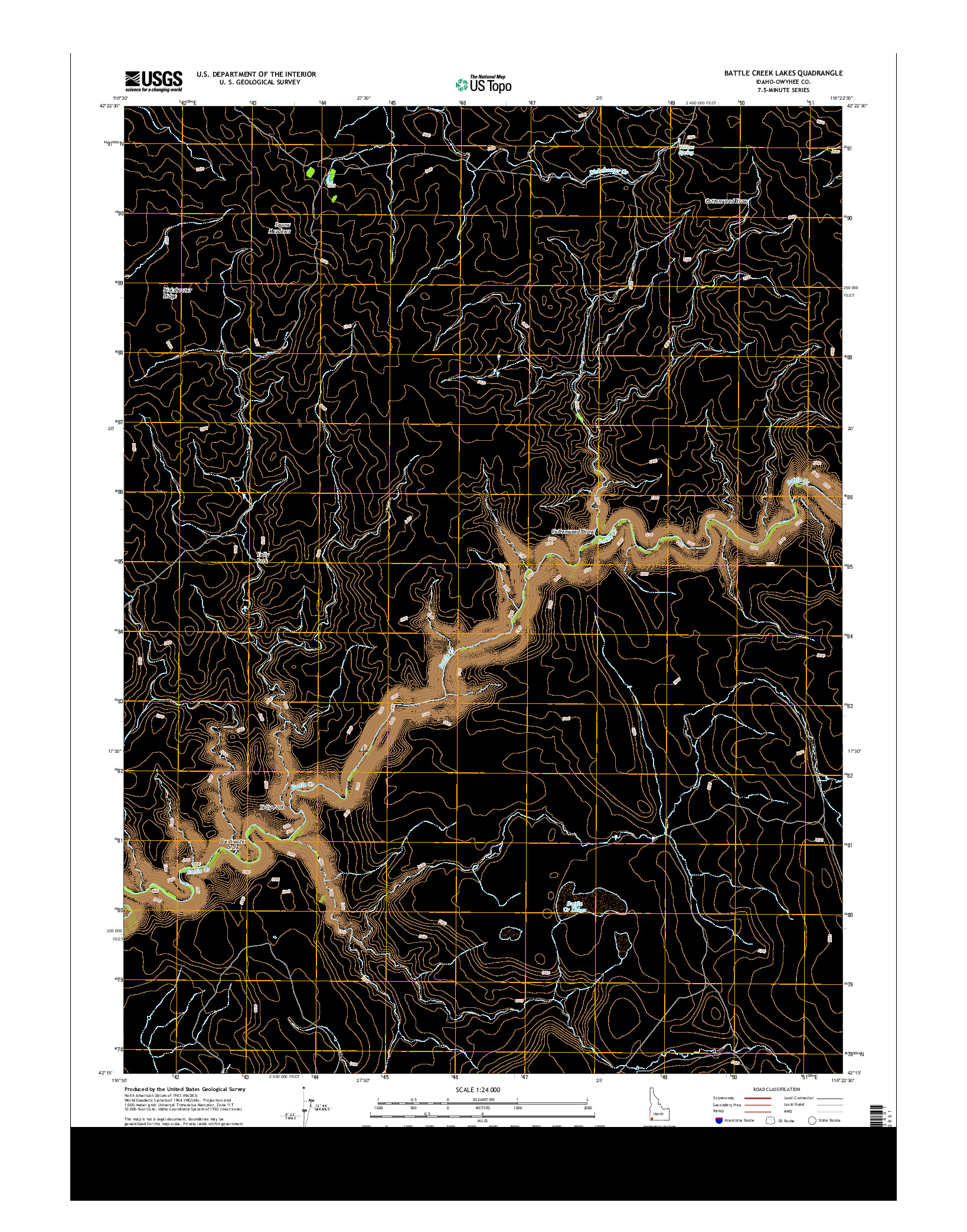 USGS US TOPO 7.5-MINUTE MAP FOR BATTLE CREEK LAKES, ID 2013