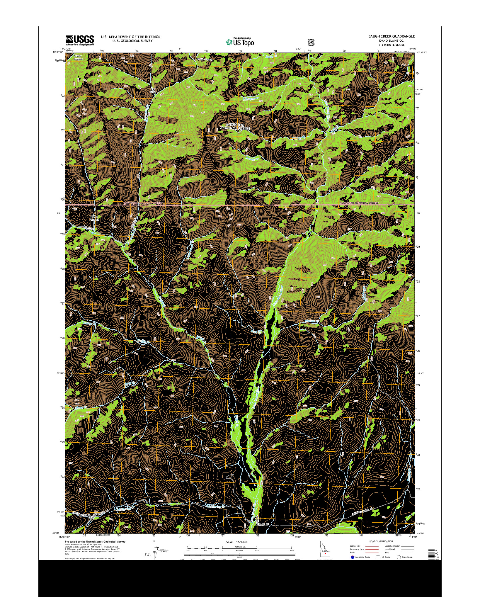 USGS US TOPO 7.5-MINUTE MAP FOR BAUGH CREEK, ID 2013