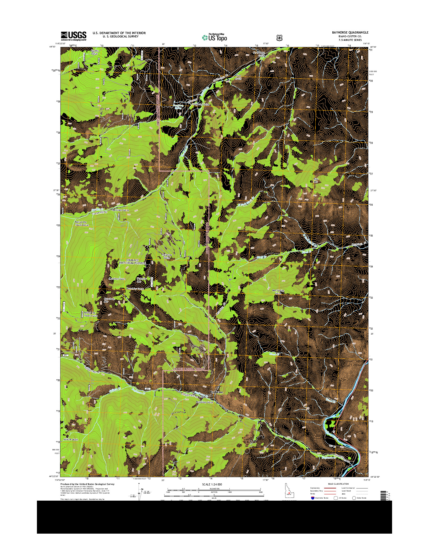 USGS US TOPO 7.5-MINUTE MAP FOR BAYHORSE, ID 2013