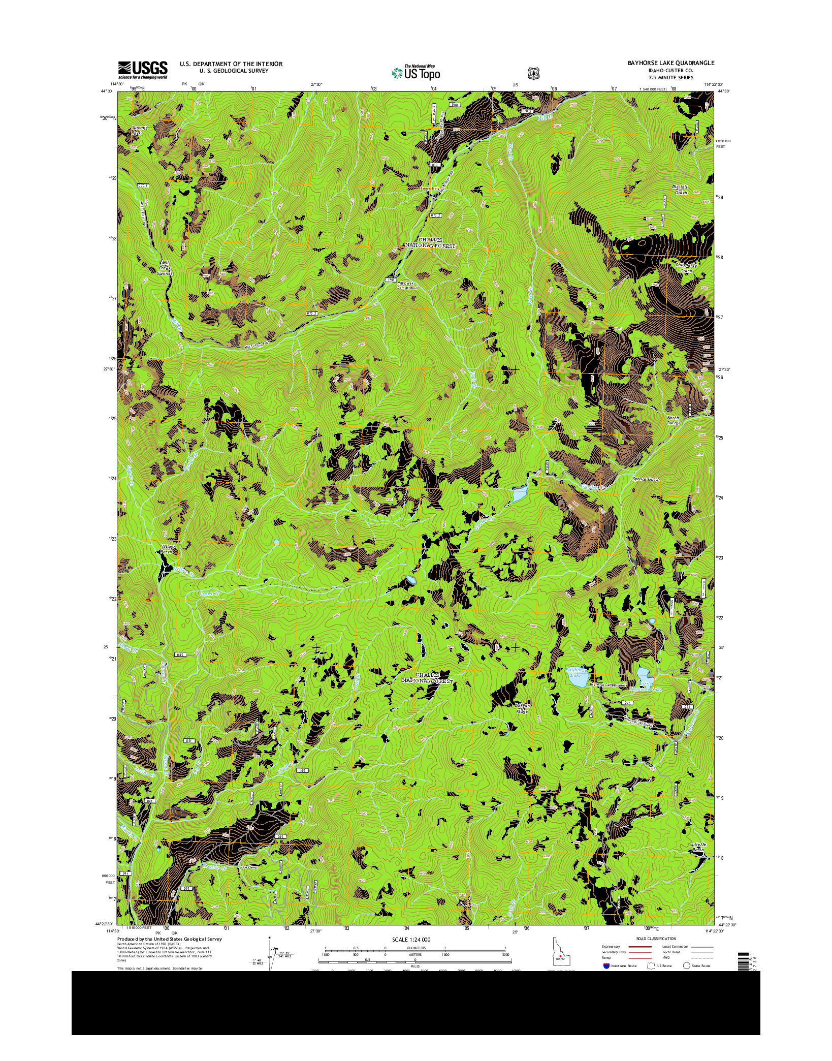 USGS US TOPO 7.5-MINUTE MAP FOR BAYHORSE LAKE, ID 2013