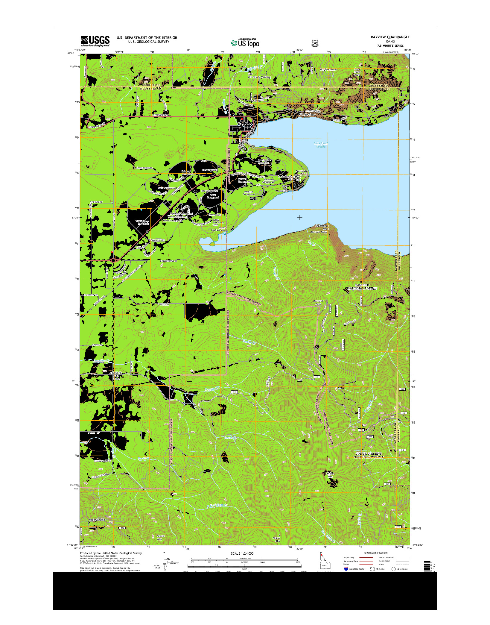 USGS US TOPO 7.5-MINUTE MAP FOR BAYVIEW, ID 2013