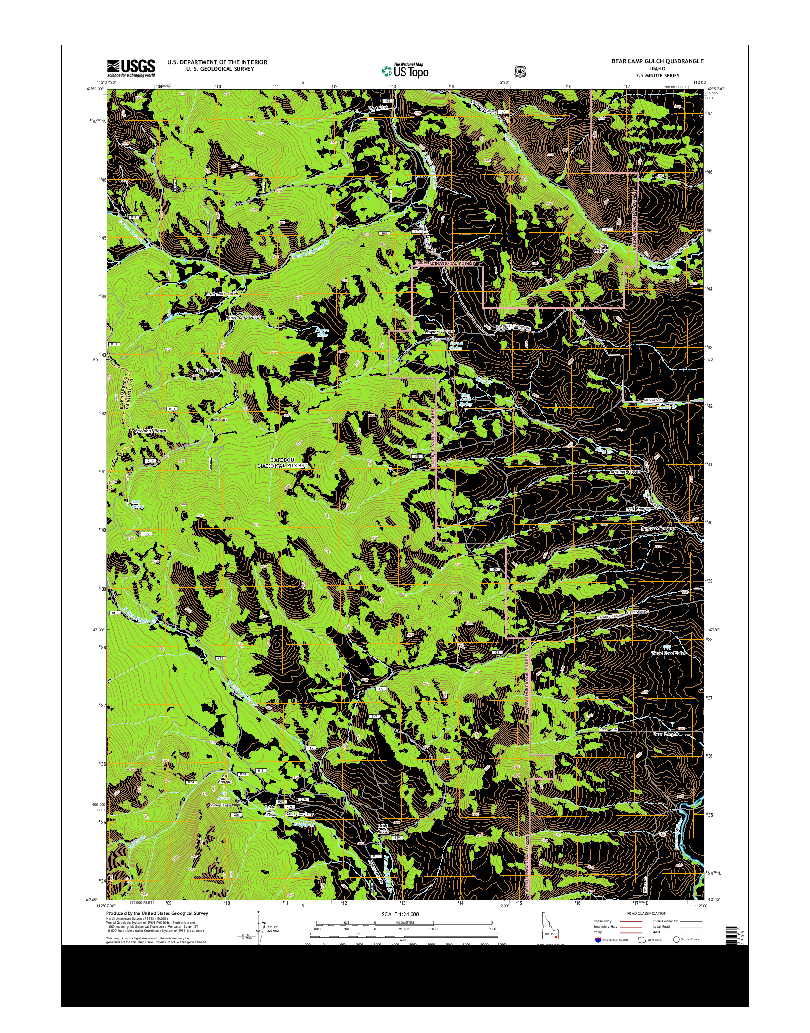 USGS US TOPO 7.5-MINUTE MAP FOR BEAR CAMP GULCH, ID 2013