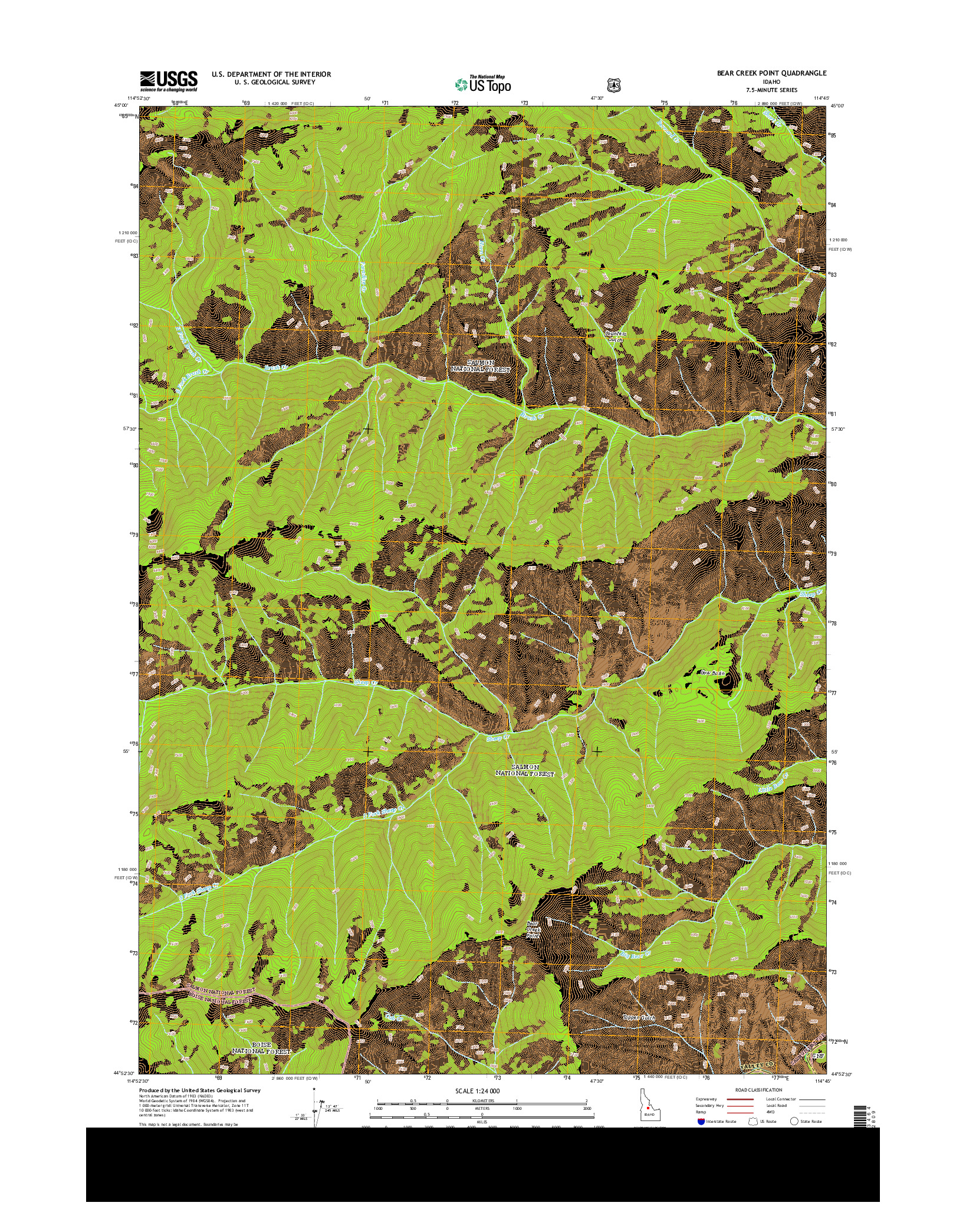 USGS US TOPO 7.5-MINUTE MAP FOR BEAR CREEK POINT, ID 2013