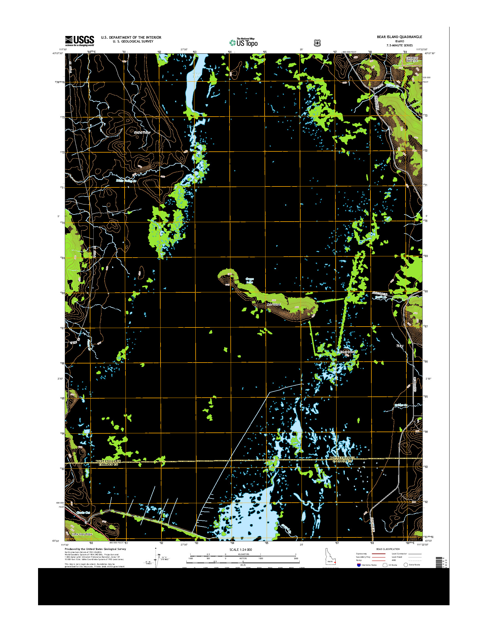 USGS US TOPO 7.5-MINUTE MAP FOR BEAR ISLAND, ID 2013