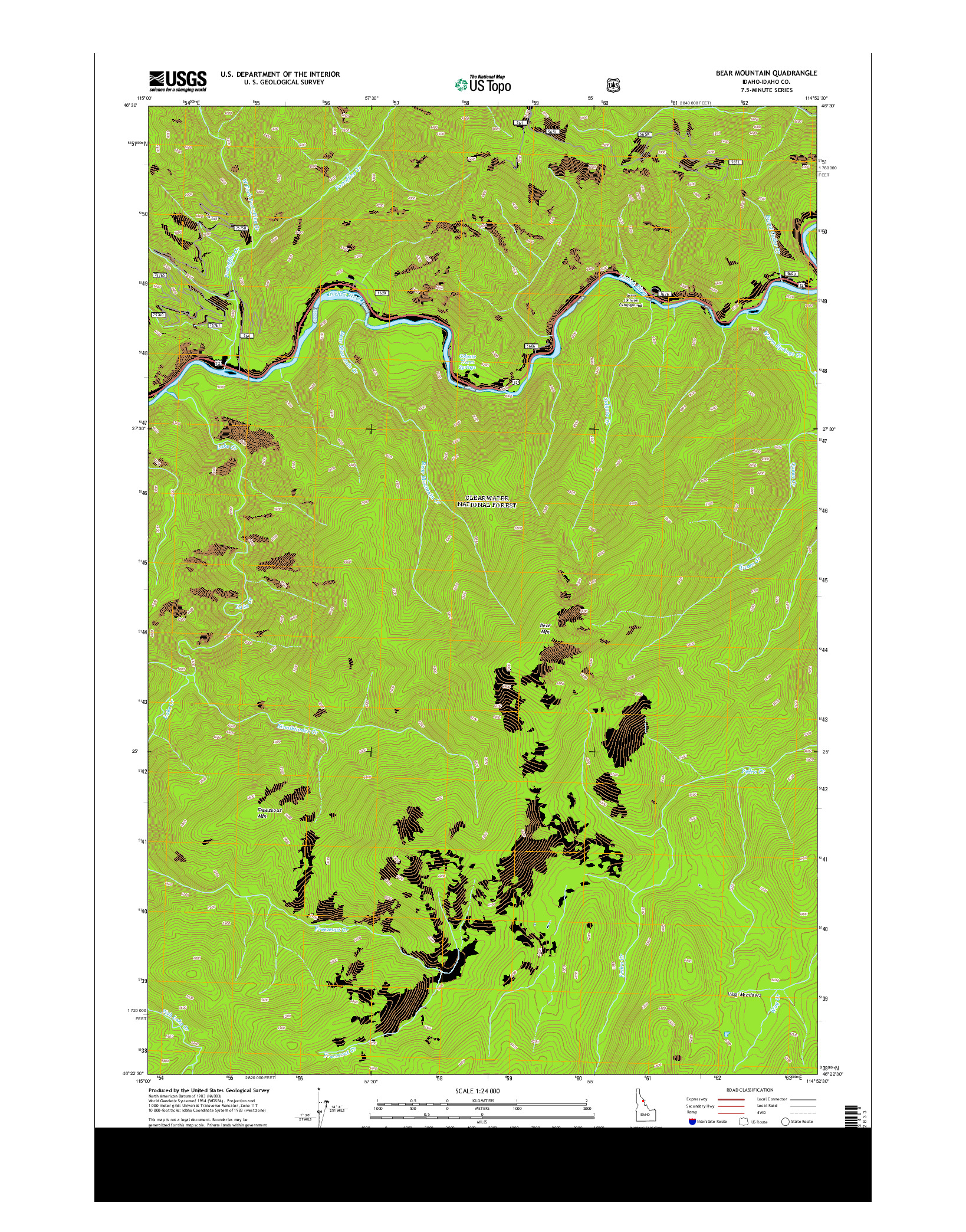 USGS US TOPO 7.5-MINUTE MAP FOR BEAR MOUNTAIN, ID 2013