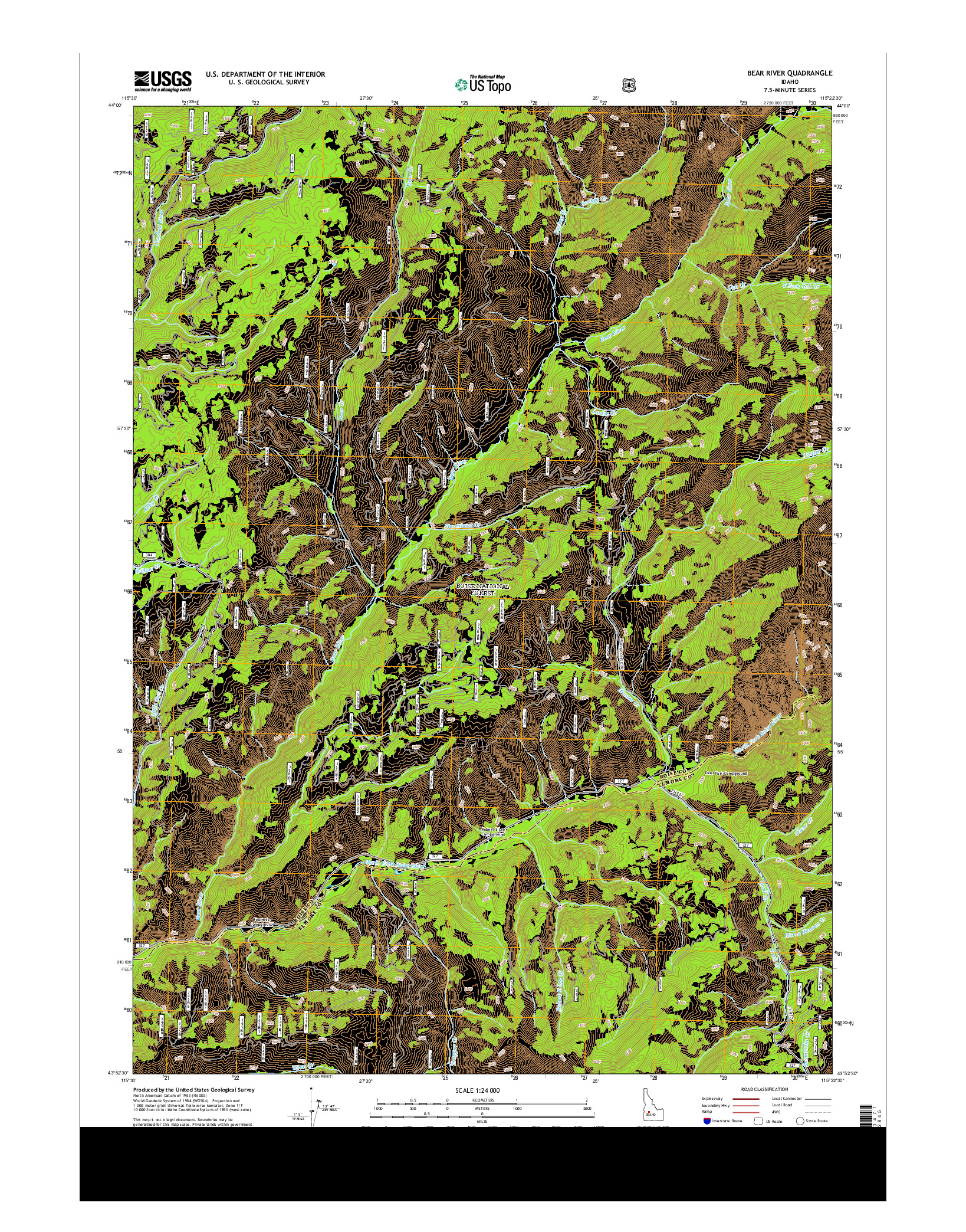 USGS US TOPO 7.5-MINUTE MAP FOR BEAR RIVER, ID 2013