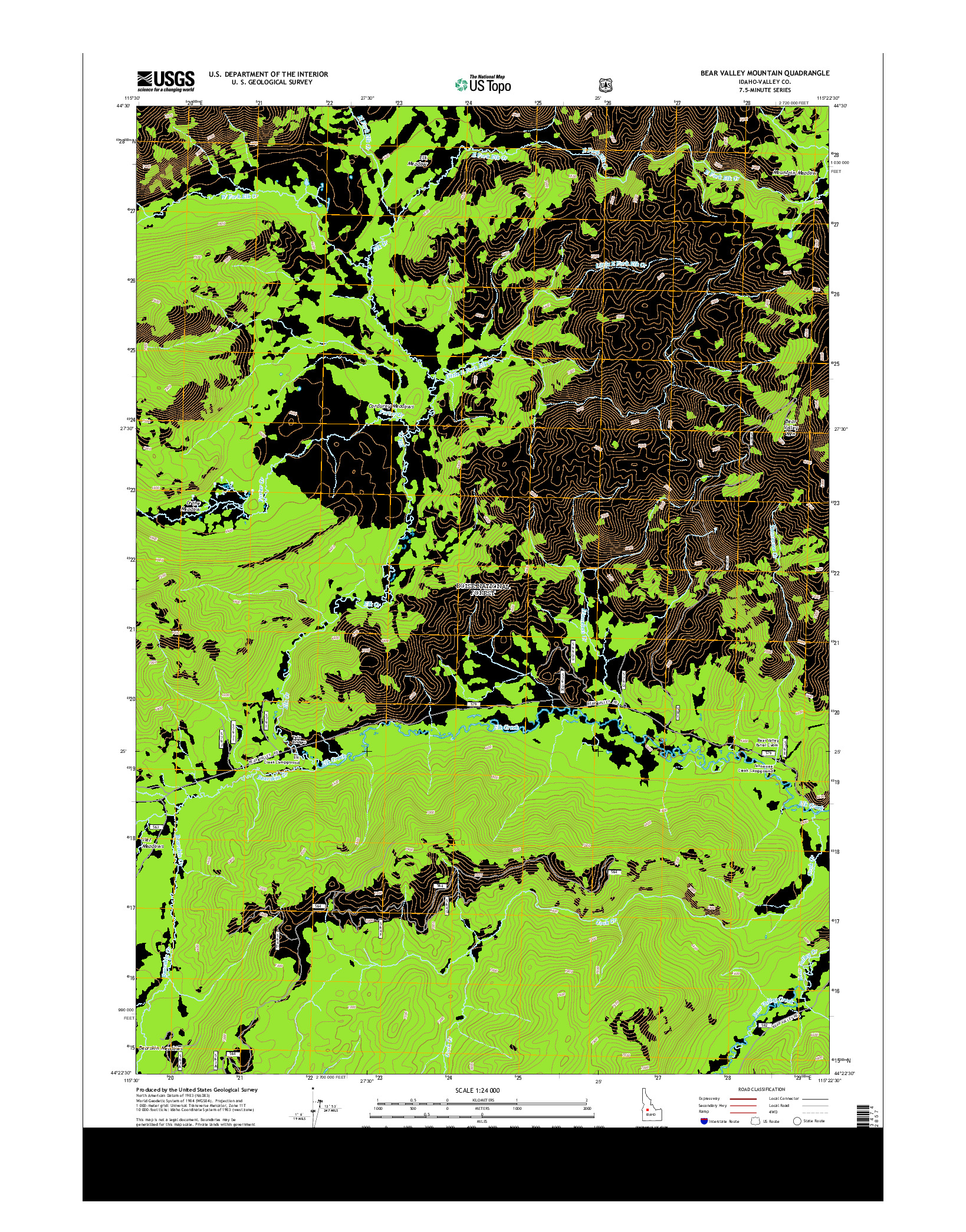 USGS US TOPO 7.5-MINUTE MAP FOR BEAR VALLEY MOUNTAIN, ID 2013