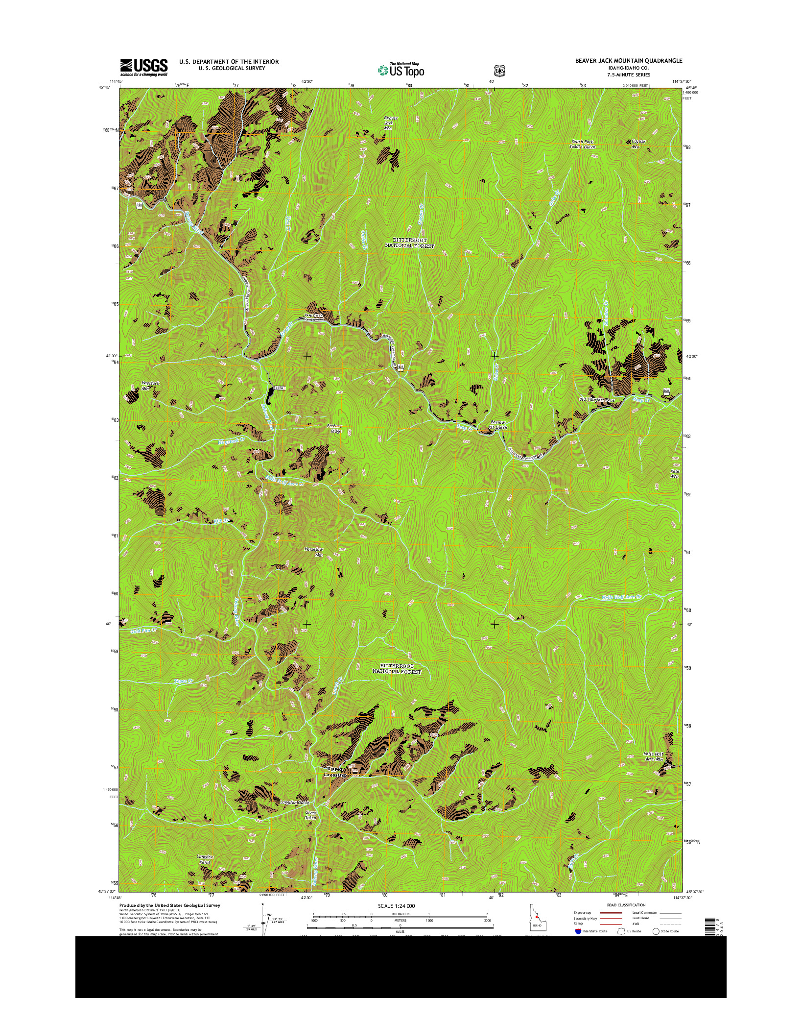 USGS US TOPO 7.5-MINUTE MAP FOR BEAVER JACK MOUNTAIN, ID 2013