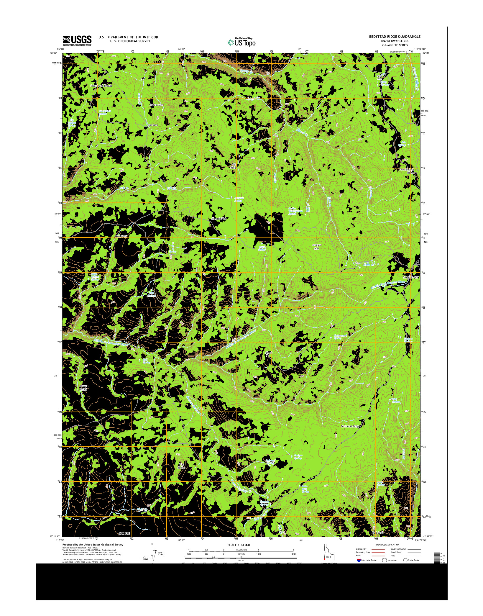 USGS US TOPO 7.5-MINUTE MAP FOR BEDSTEAD RIDGE, ID 2013