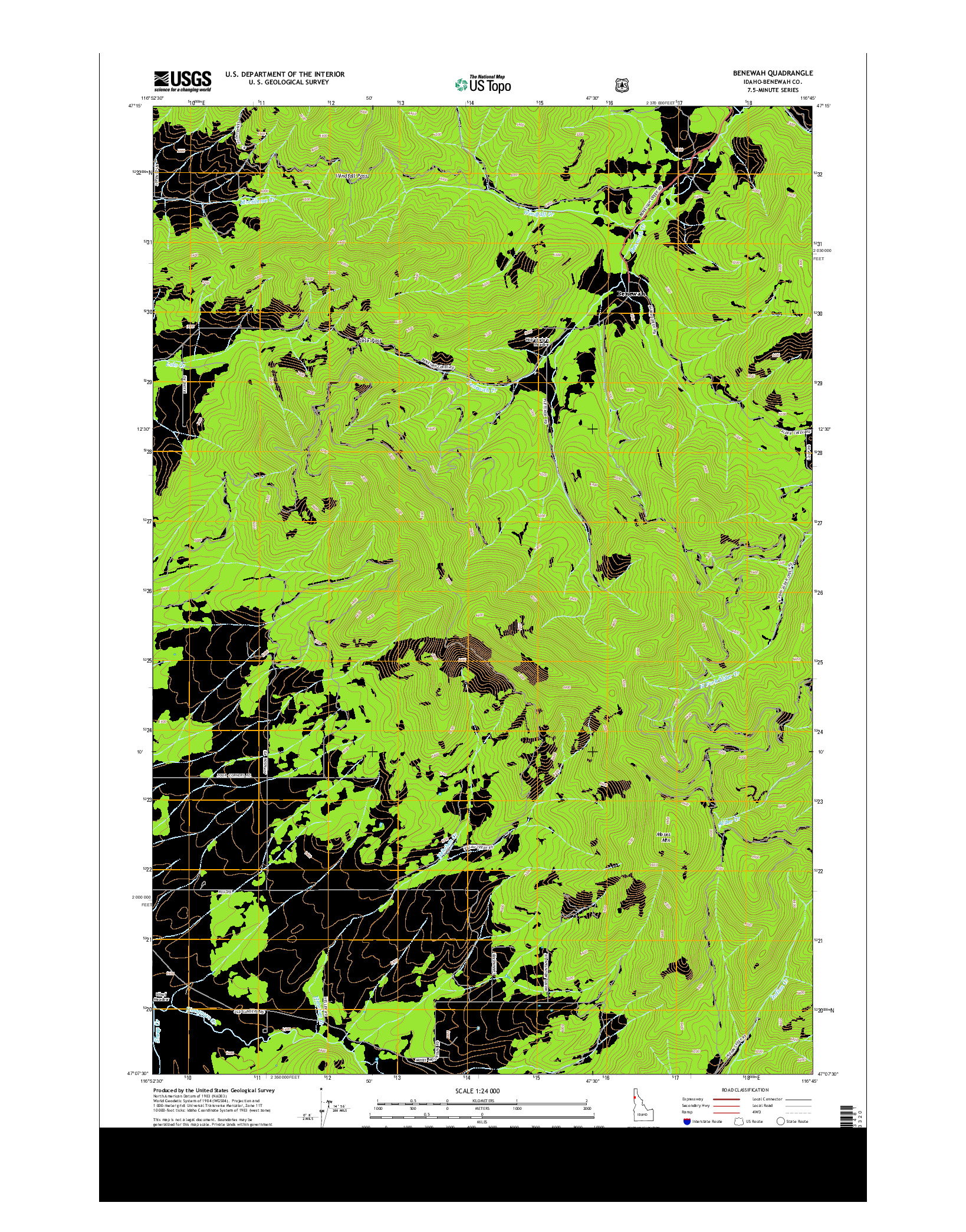USGS US TOPO 7.5-MINUTE MAP FOR BENEWAH, ID 2013