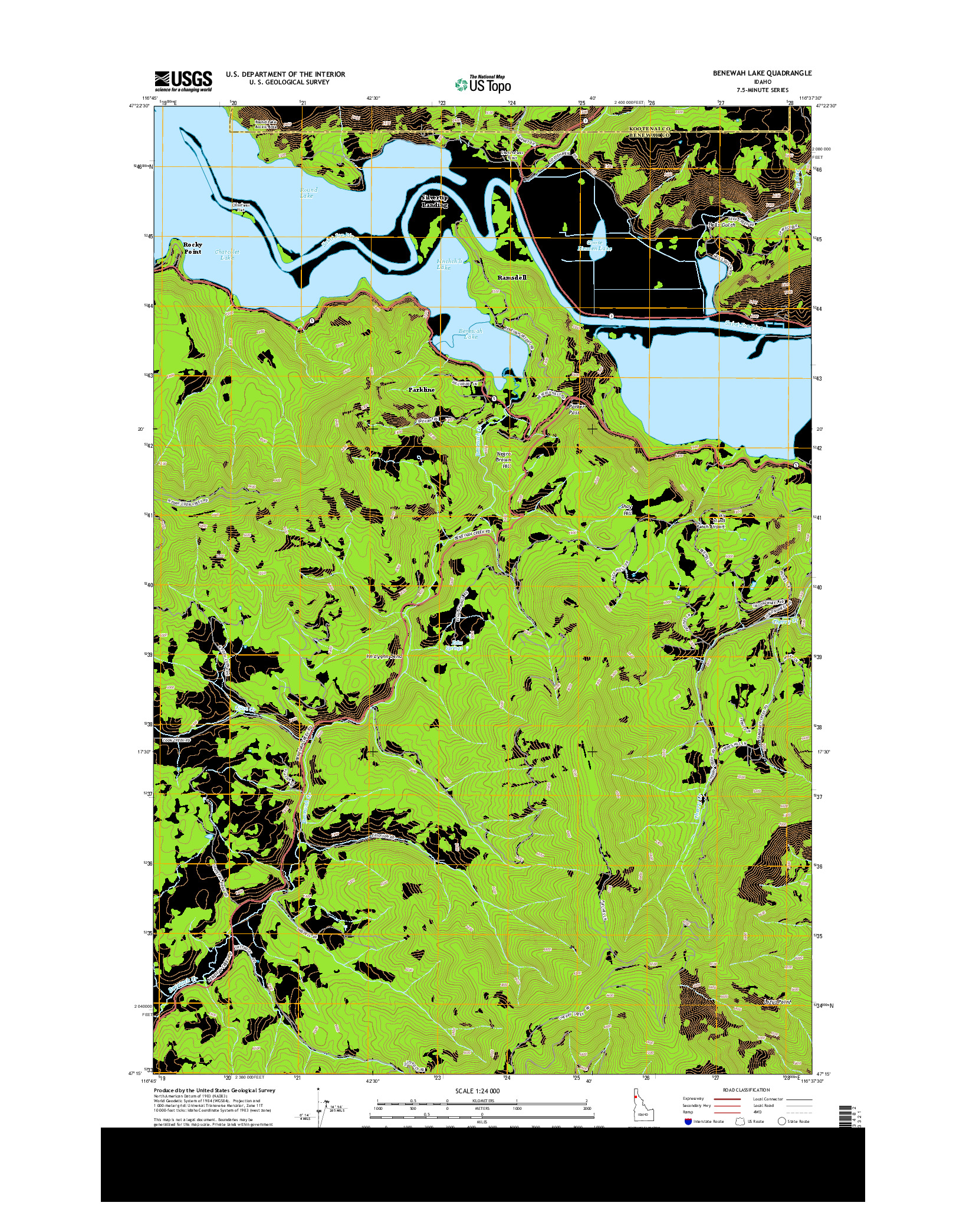 USGS US TOPO 7.5-MINUTE MAP FOR BENEWAH LAKE, ID 2013
