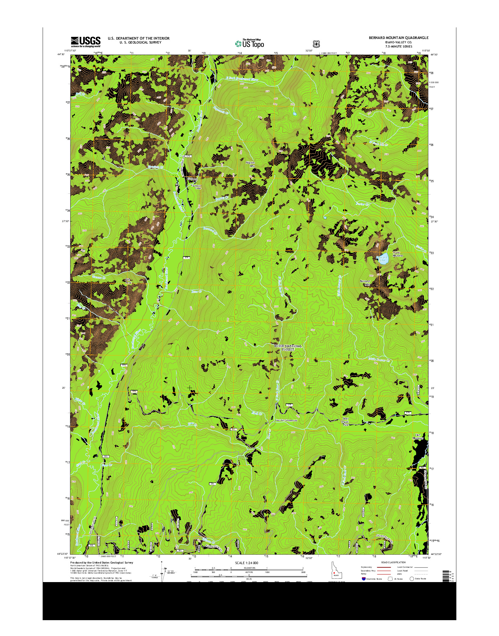USGS US TOPO 7.5-MINUTE MAP FOR BERNARD MOUNTAIN, ID 2013