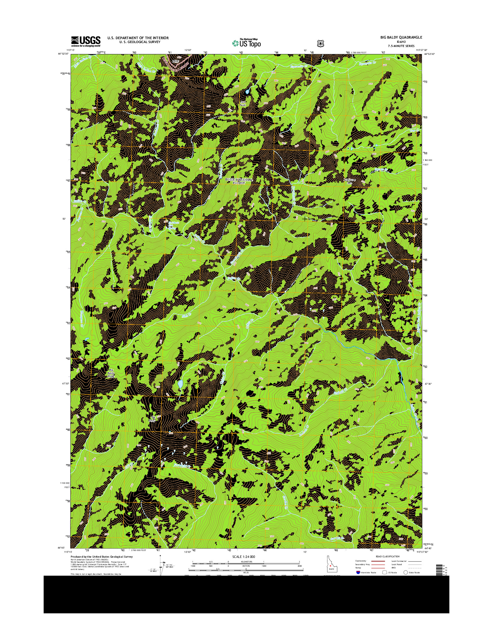 USGS US TOPO 7.5-MINUTE MAP FOR BIG BALDY, ID 2013