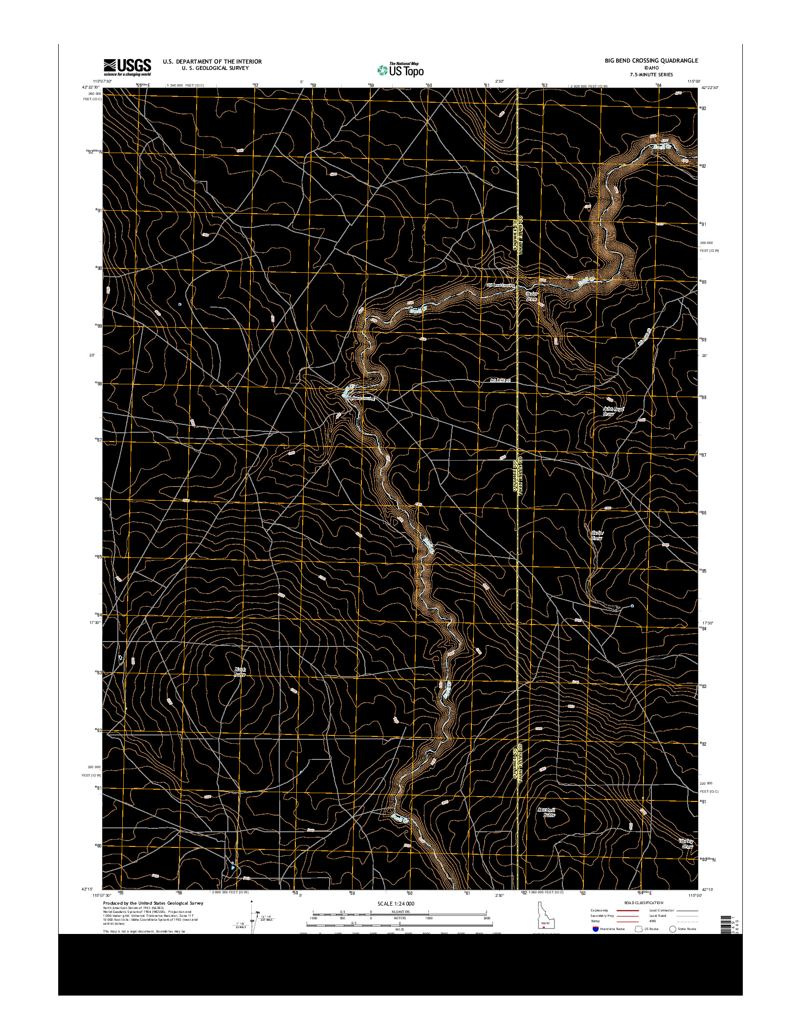 USGS US TOPO 7.5-MINUTE MAP FOR BIG BEND CROSSING, ID 2013